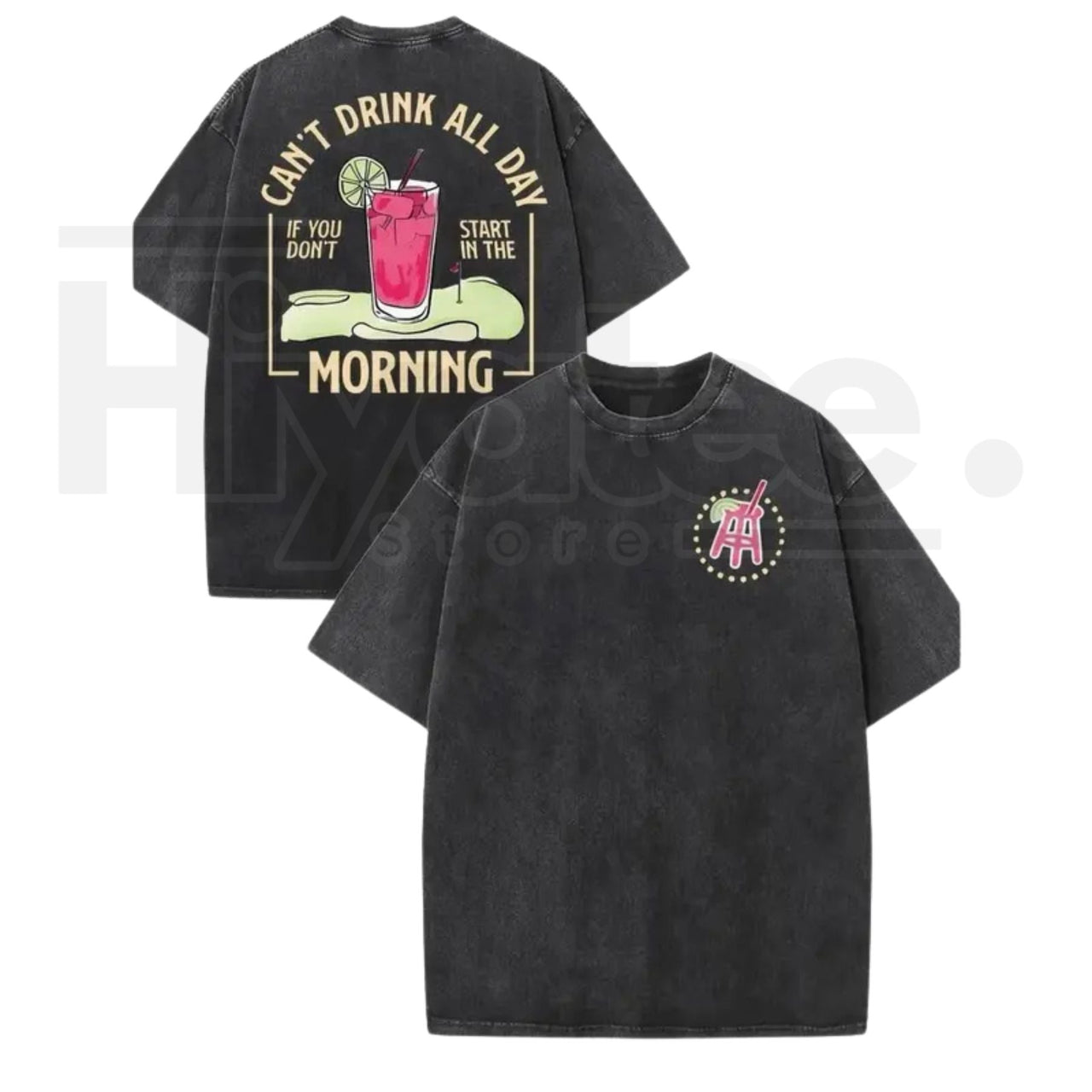 Retro Y2K Graphic Vintage Washed T-Shirt – Oversized Double-Sided Cotton Tee