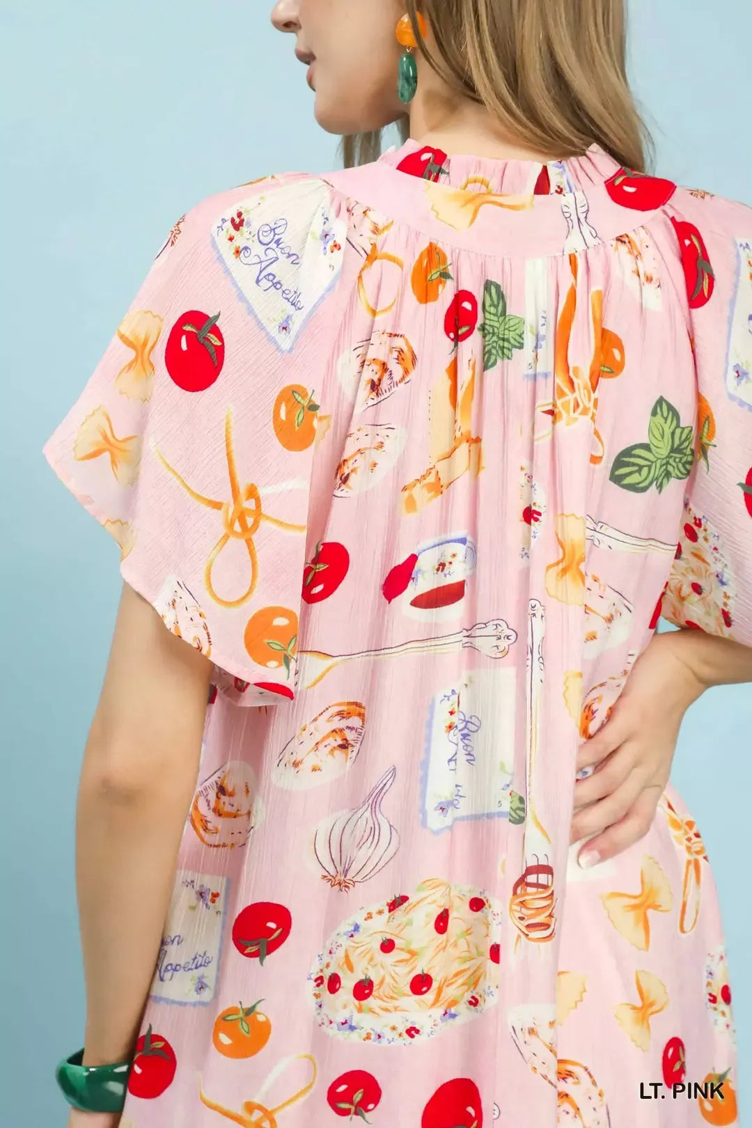 Umgee Abstract Print Flutter Sleeve Midi Dress