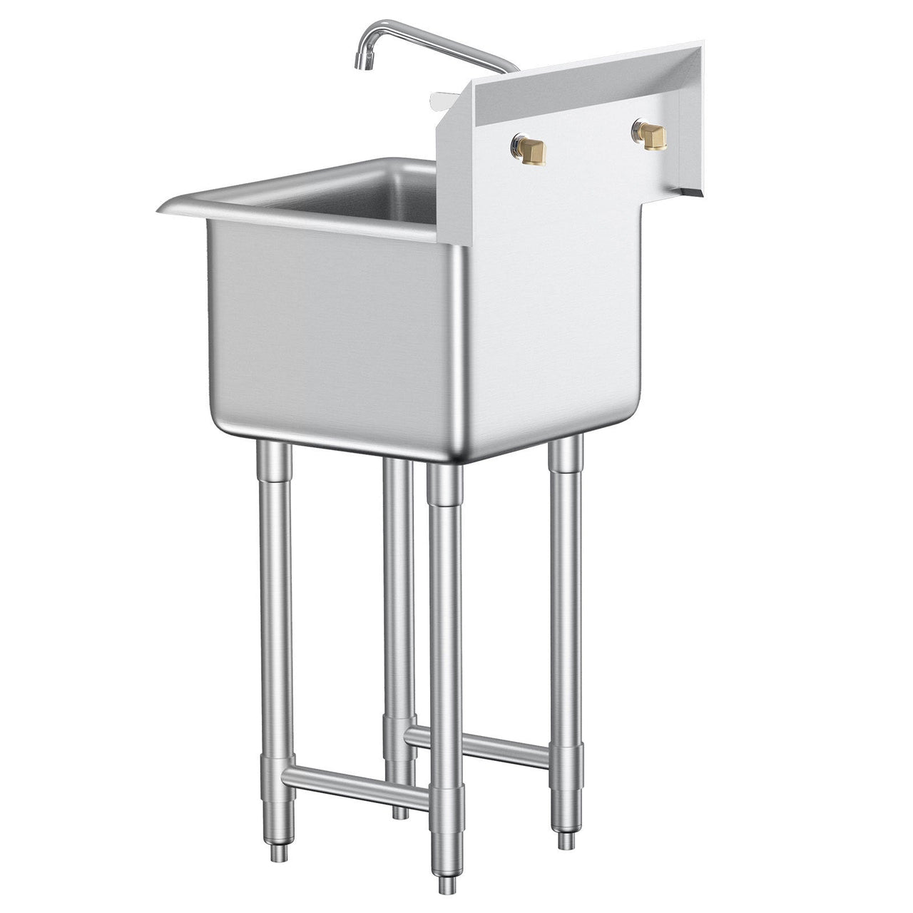 Stainless Steel Prep & Utility Sink, 1 Compartment Free Standing Small Sink Include Faucet & legs, 18'x41' Commercial Single Bowl Sinks for Garage, Restaurant, Kitchen, Laundry