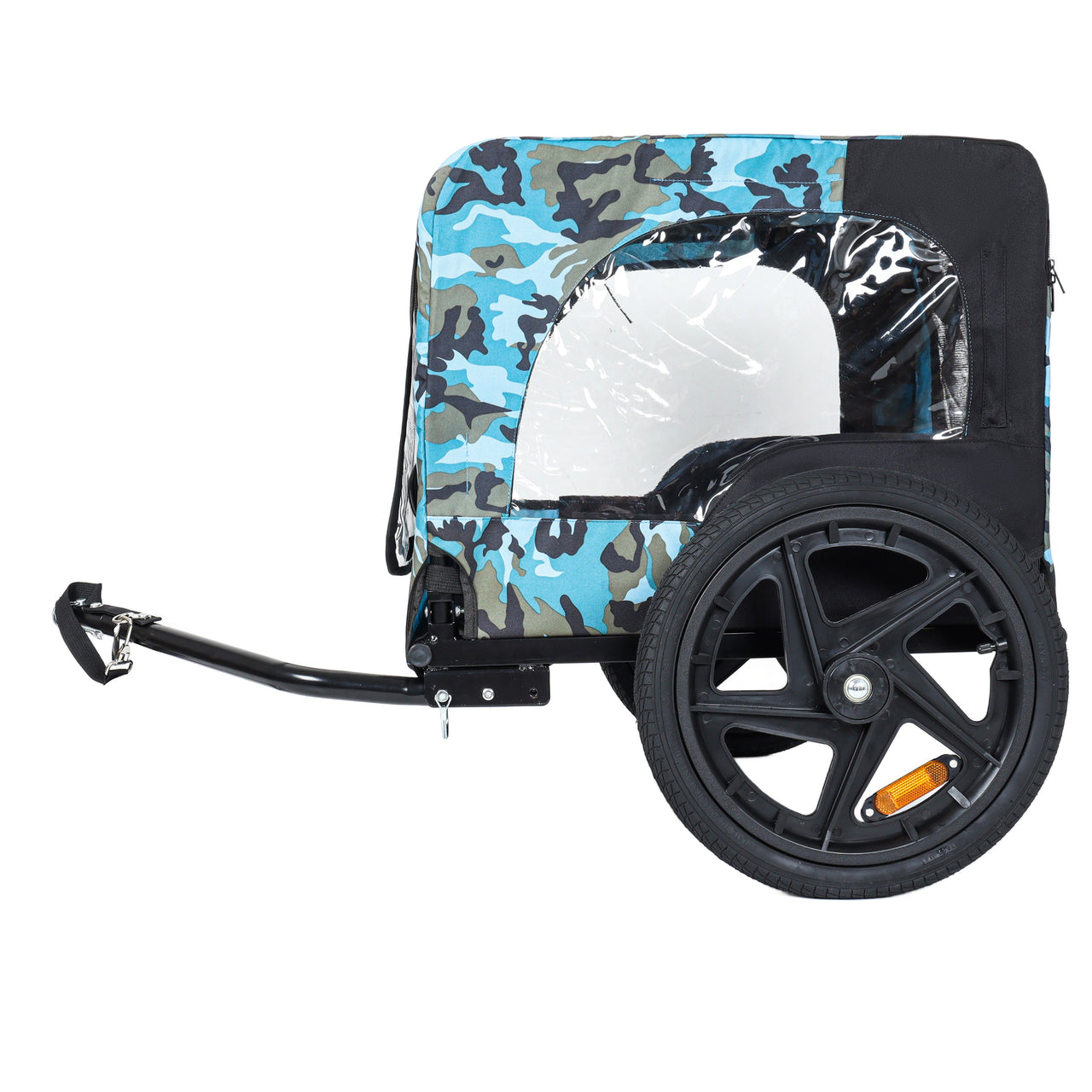 Outdoor Heavy Duty Collapsible Pet Bike Trailer with 16-Inch All-Terrain Wheels & Universal Hitch – Foldable Dog/Cargo Carrier Cart for Bicycles, blue+black