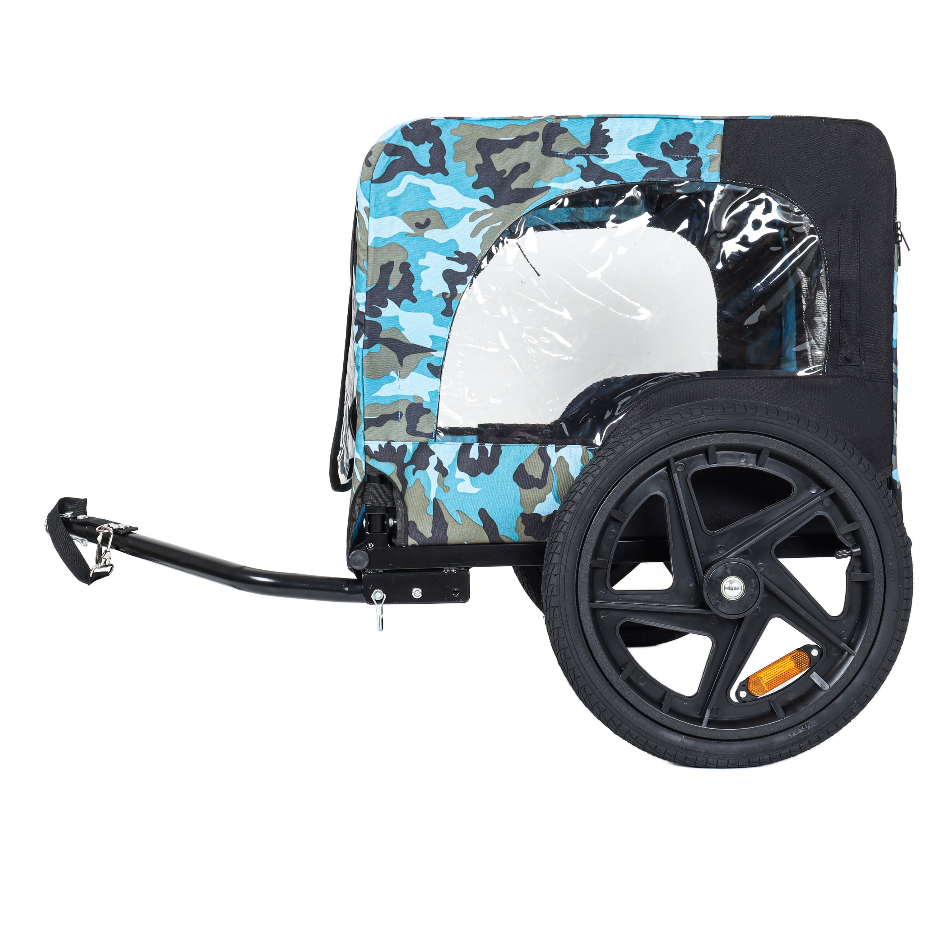 Outdoor Heavy Duty Collapsible Pet Bike Trailer with 16-Inch All-Terrain Wheels & Universal Hitch – Foldable Dog/Cargo Carrier Cart for Bicycles, blue+black