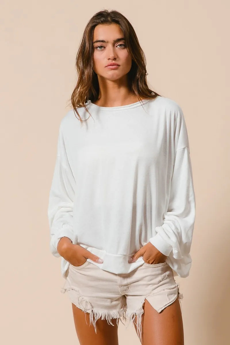 BiBi Loop Terry Pull Over With Cut Edge Band