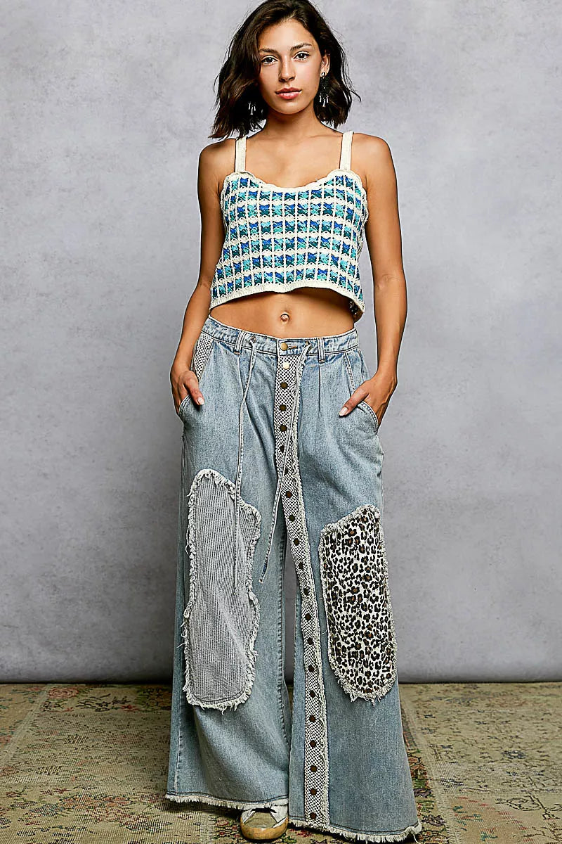POL Cropped Crochet Cami with Scalloped Edge