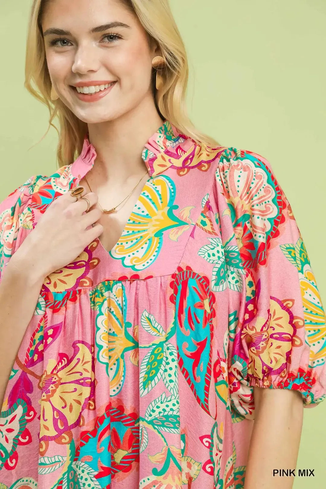 Umgee Paisley Print Mini Dress