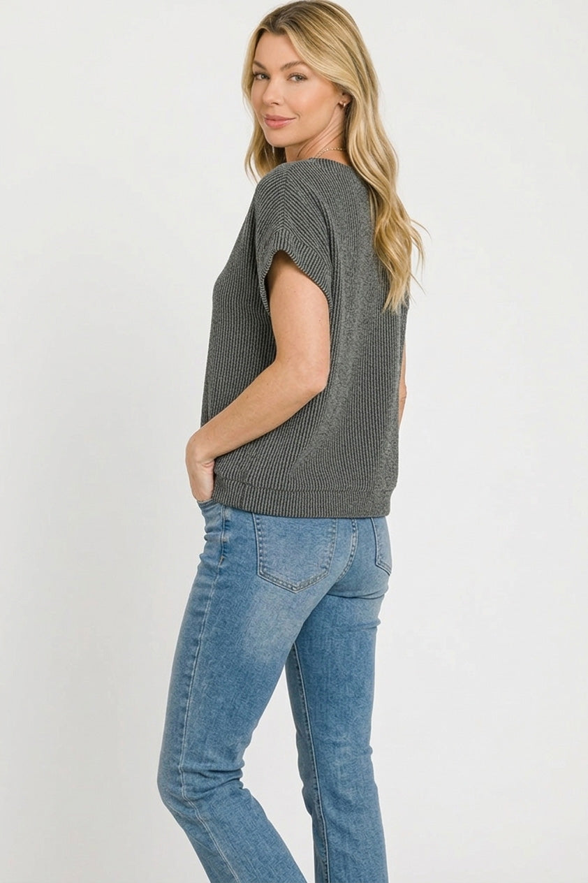 Zenana Raised Rib Cap Sleeve Top