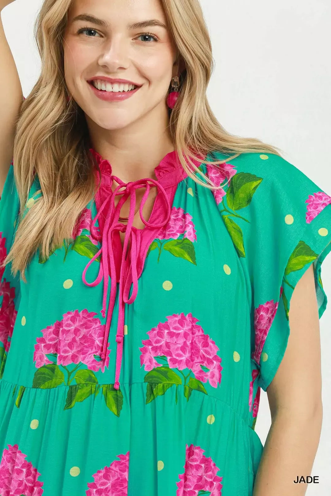 Umgee Hydrangea Print Tiered Midi Dress