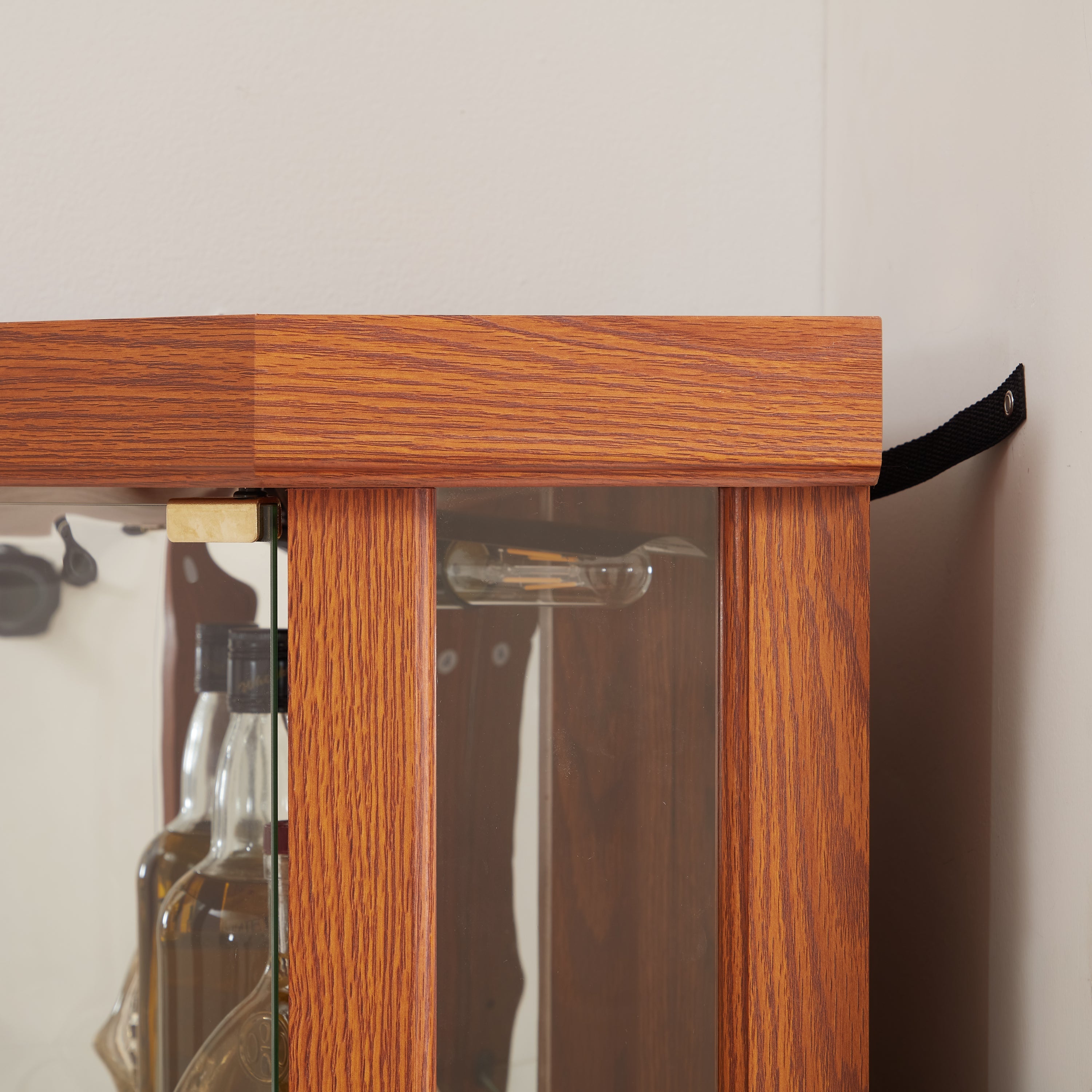 Corner Lighted Curio Cabinet Corner Glass Cabinet Lighted Curio Cabinet Corner Display Case for Living Room, Curio Cabinet, Antique collection, Wine,Bar Glass Storage Light Included,Dark oak