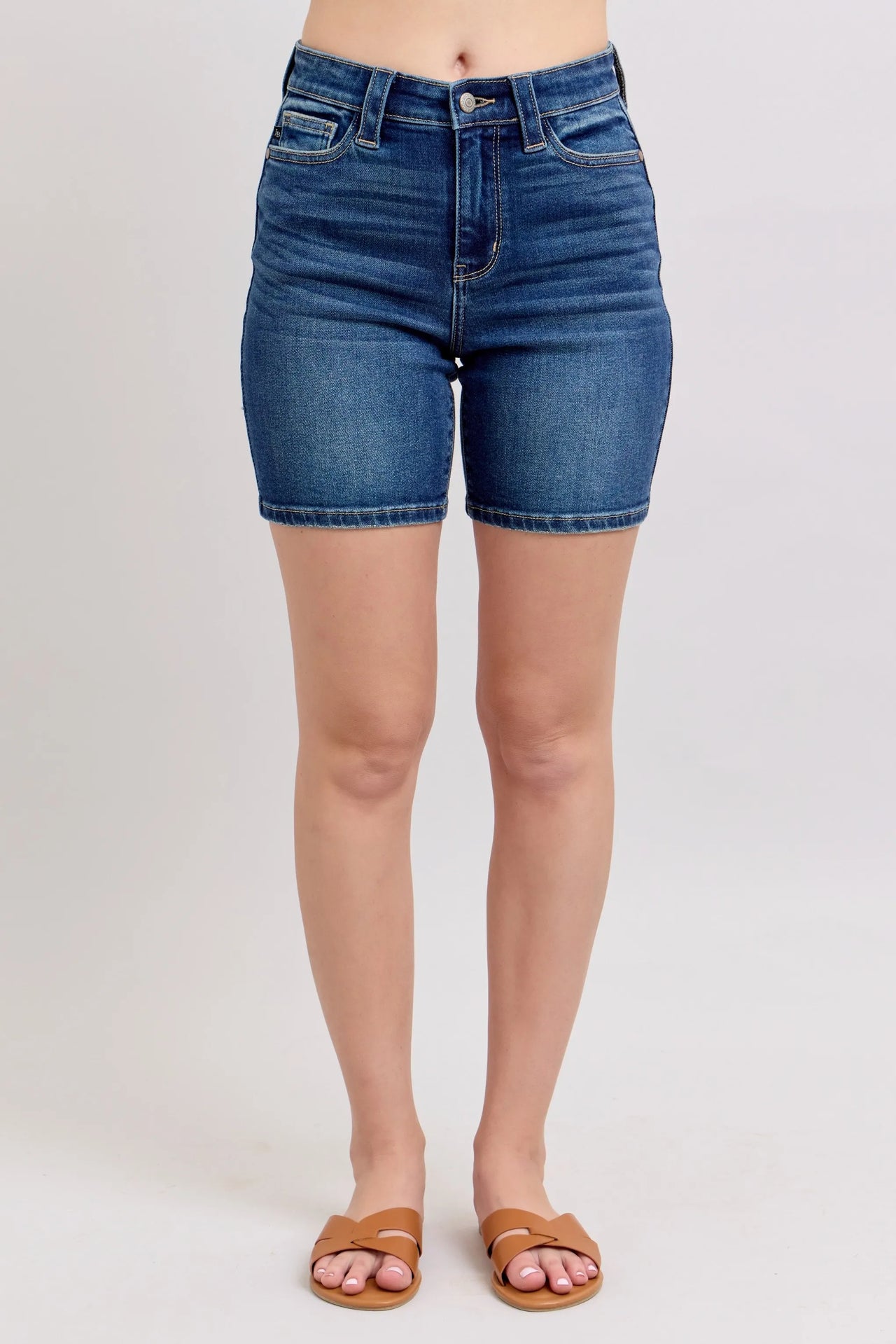 Judy Blue Full Size High Waist Bermudas Jeans W/ Back Flap Pockets Plus Size