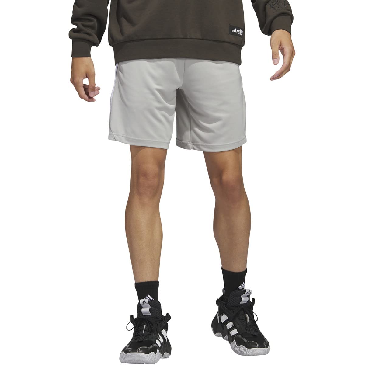 adidas Originals Mens Standard Legends 3-Stripes Basketball Shorts Metal Grey/White