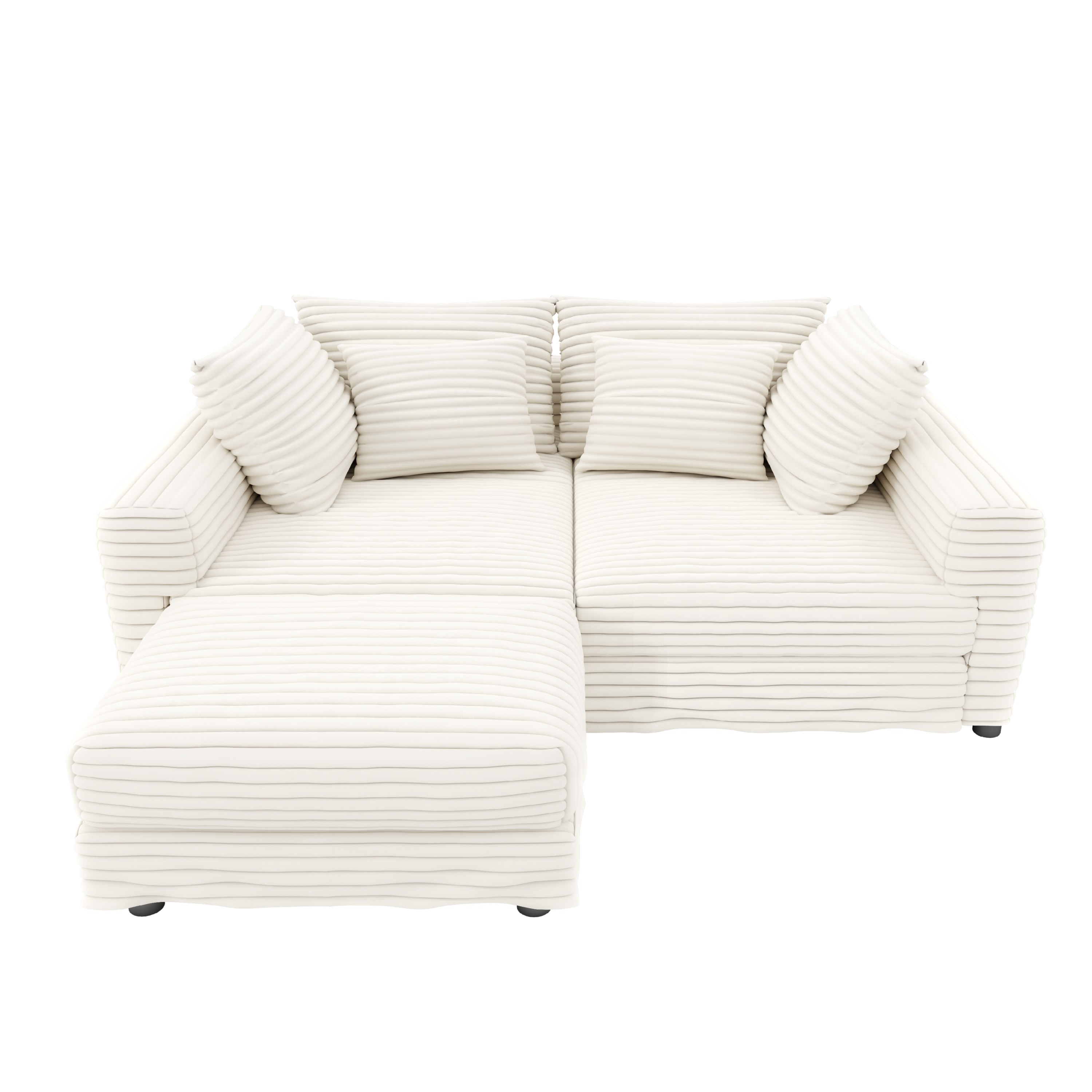 102.4 'Plush Corduroy 4-Seat Sofa,Modern Comfy Upholstered Sofa Cloud Couch,Deep Seat Couches with Soft Pillows and Movable Ottoman,Convertible Sofa Lounge Chair,for Living Room,Apartment,Office,Beige
