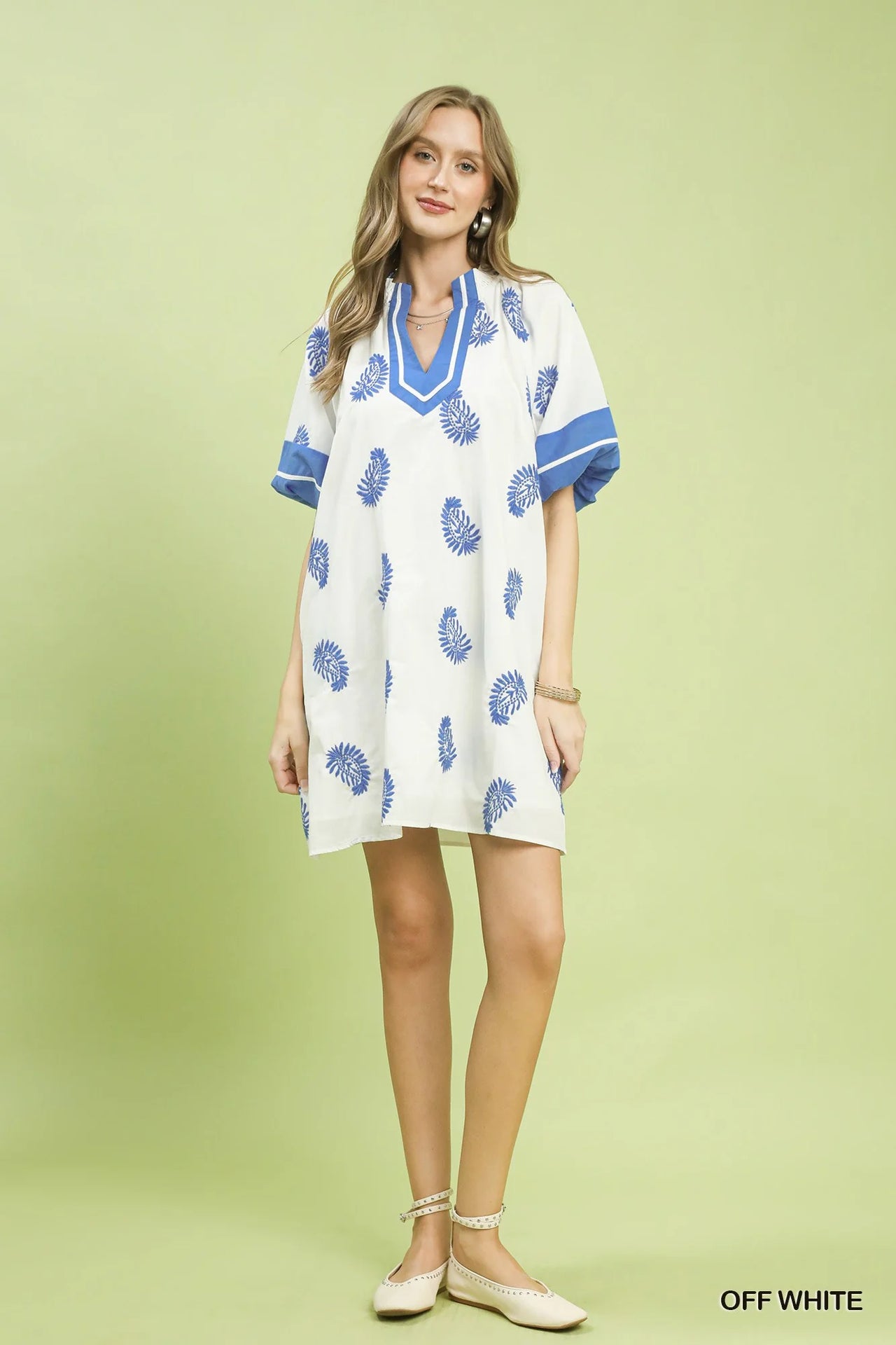 Umgee Paisley Embroidered Boho Mini Dress
