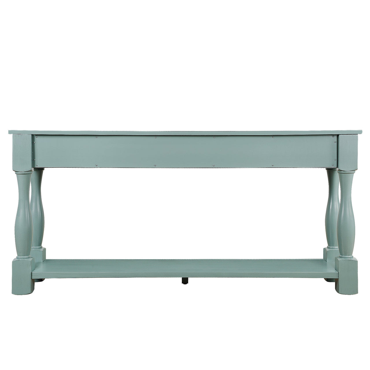 63inch Long Wood Console Table with 3 Drawers and 1 Bottom Shelf for Entryway Hallway Easy Assembly Extra-thick Sofa Table ( Retro Blue)