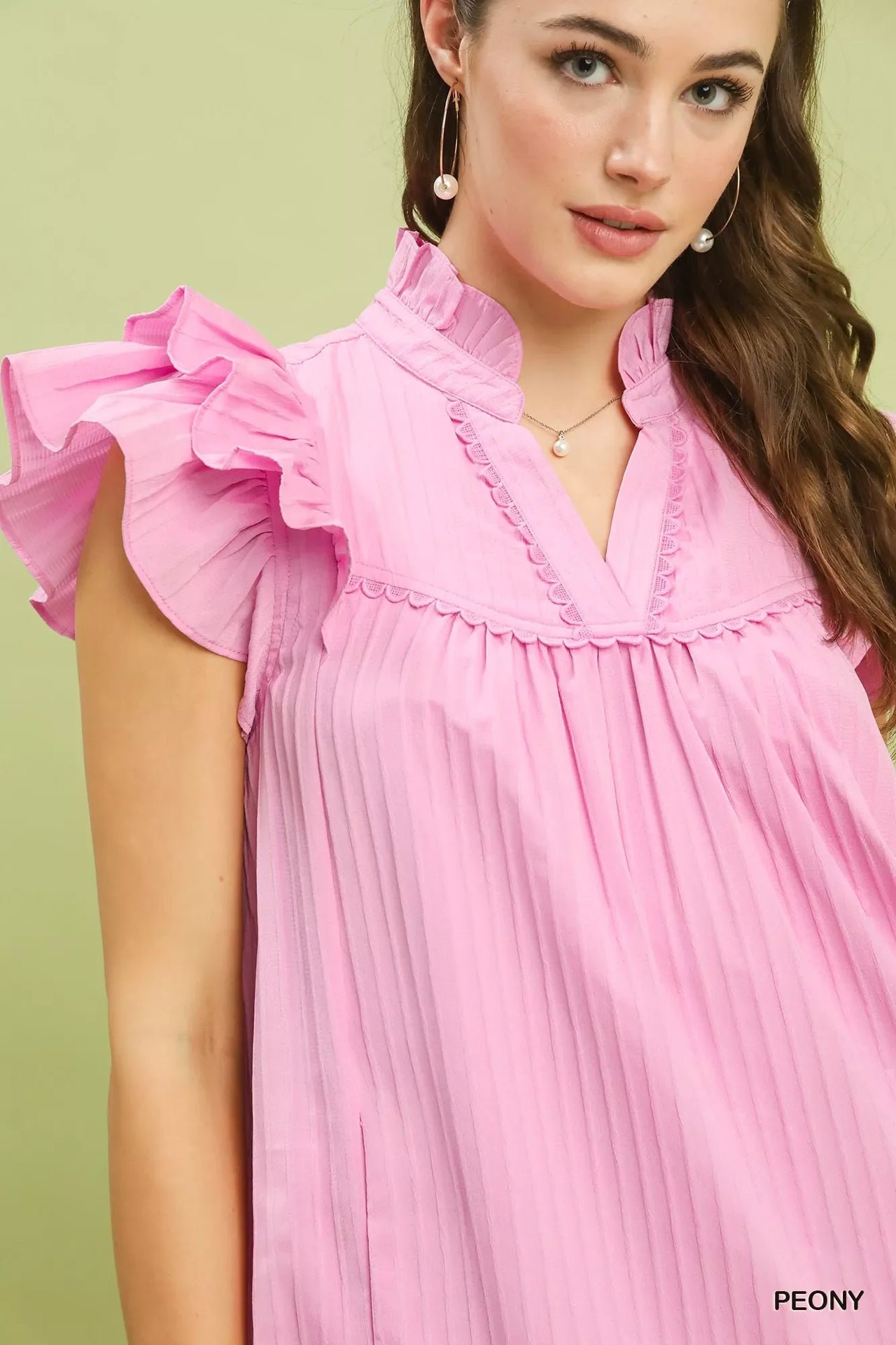 Umgee Flutter Sleeve Tiered Dress
