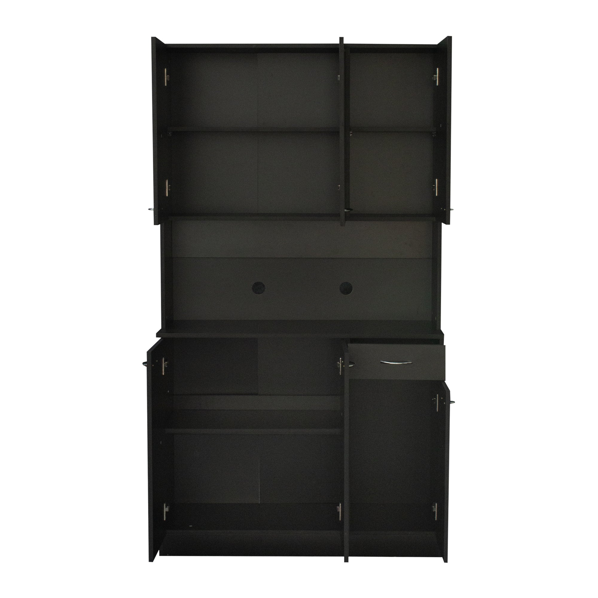 70.87' Tall Wardrobe& Kitchen Cabinet, with 6-Doors, 1-Open Shelves and 1-Drawer for bedroom,Black