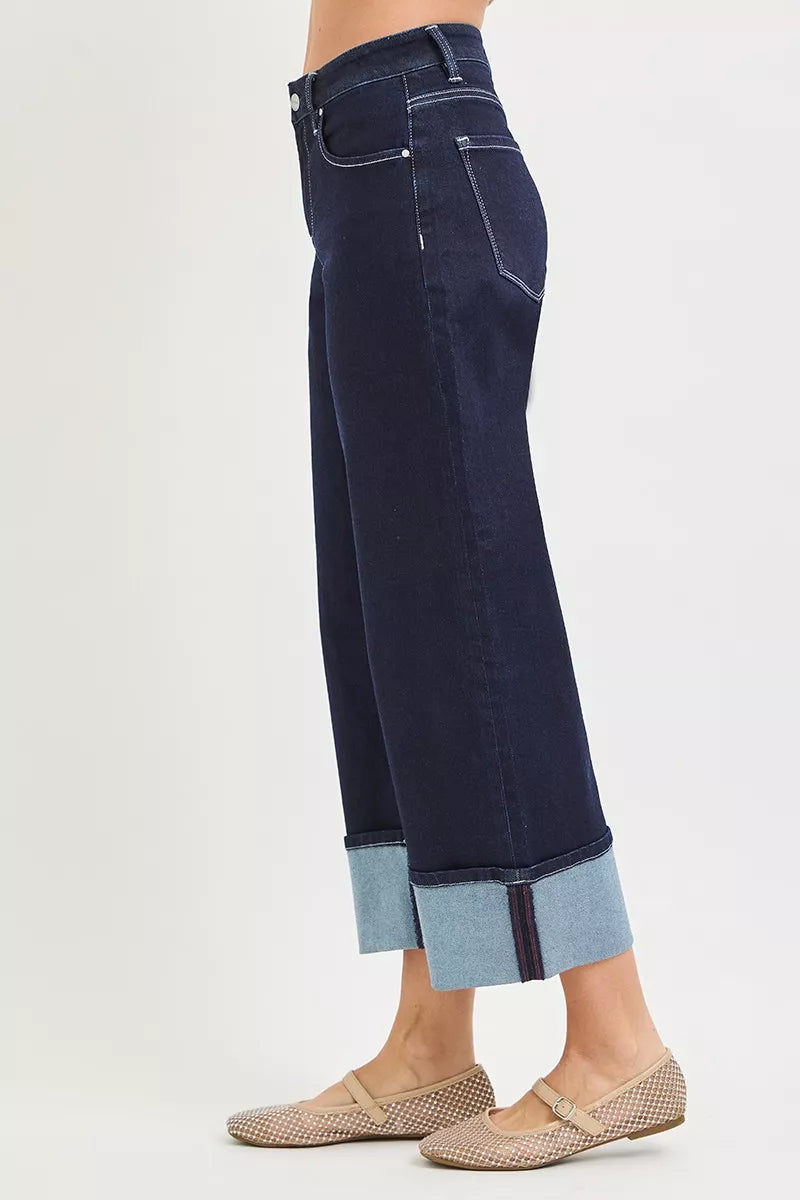 RISEN Slouchy Crop Barrel Cuffed Hem Jeans