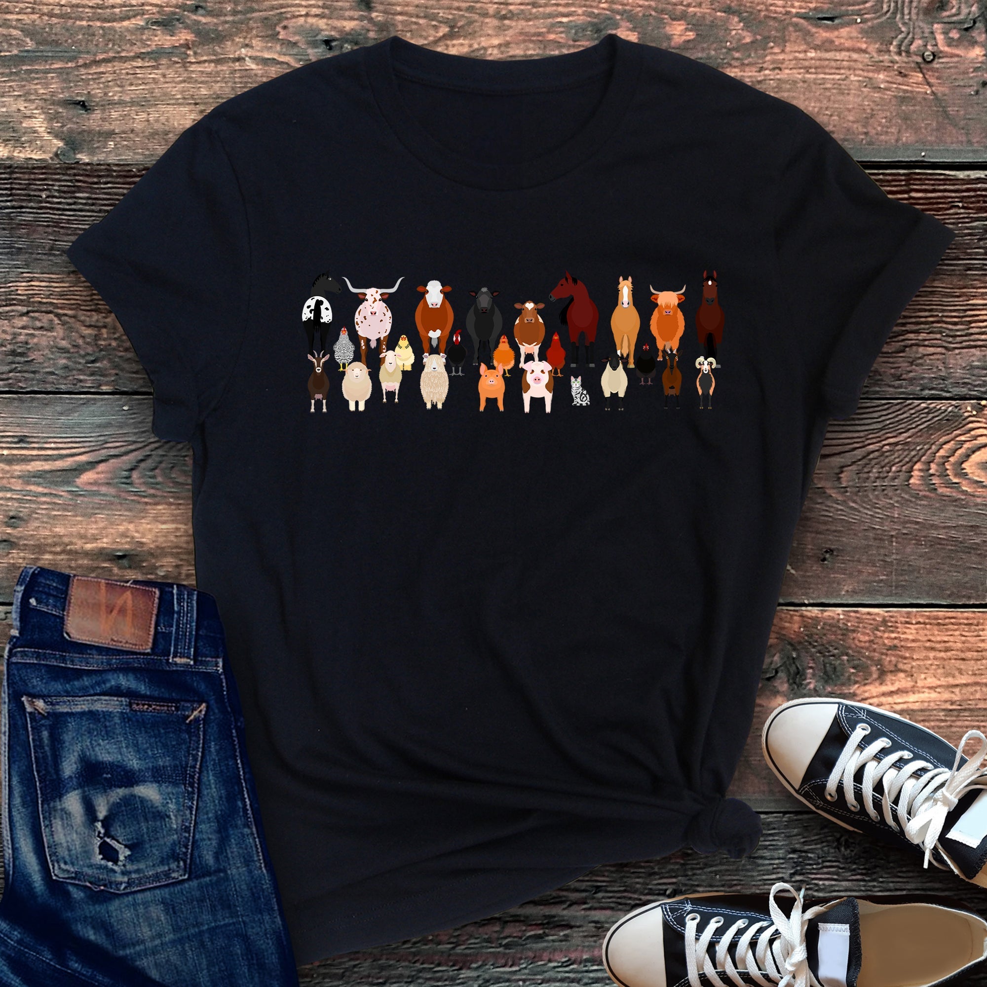 Farm Animal Lovers Illustration Collection Featuring Charming Breeds And Playful Farmyard Scenes Graphic Tee
