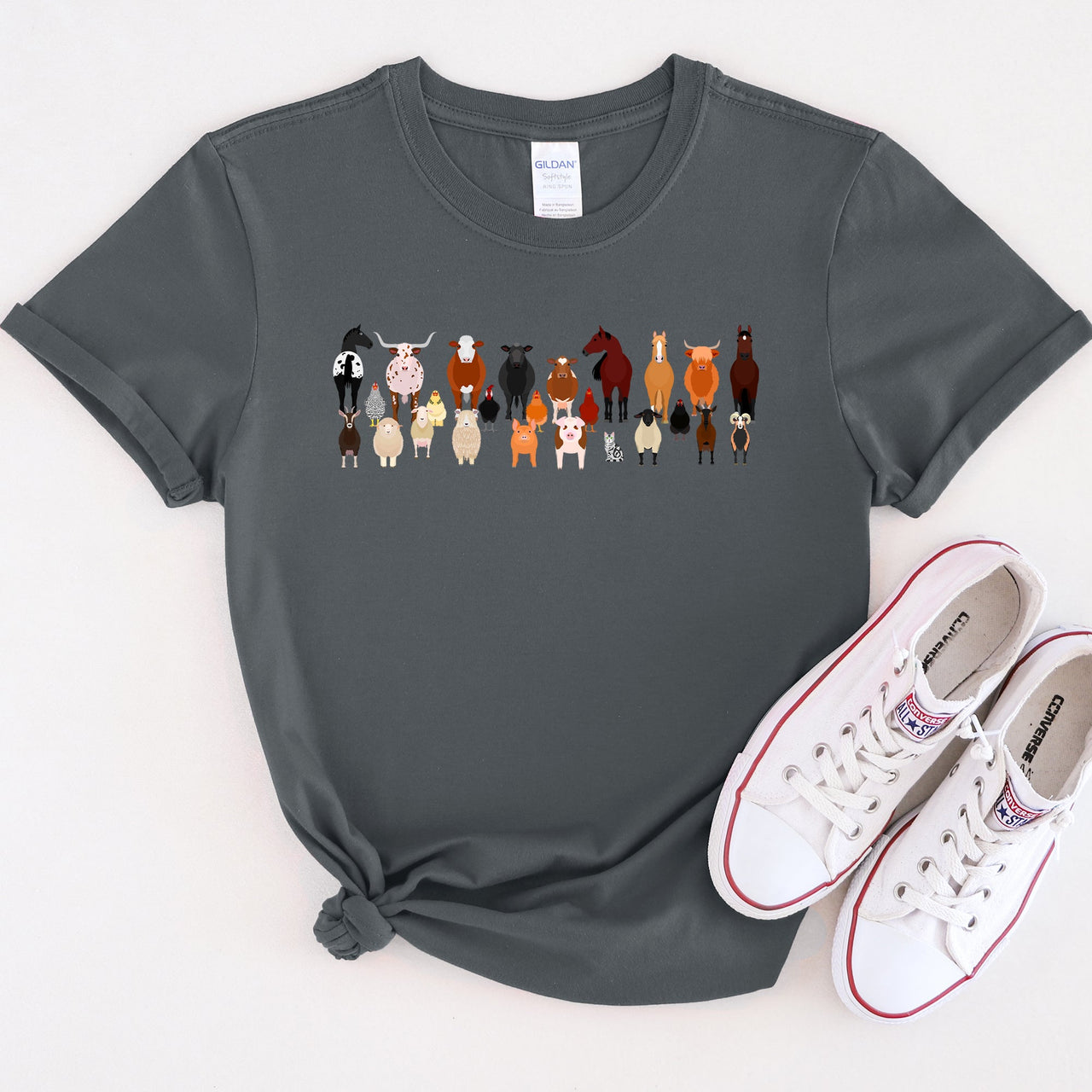 Farm Animal Lovers Illustration Collection Featuring Charming Breeds And Playful Farmyard Scenes Graphic Tee