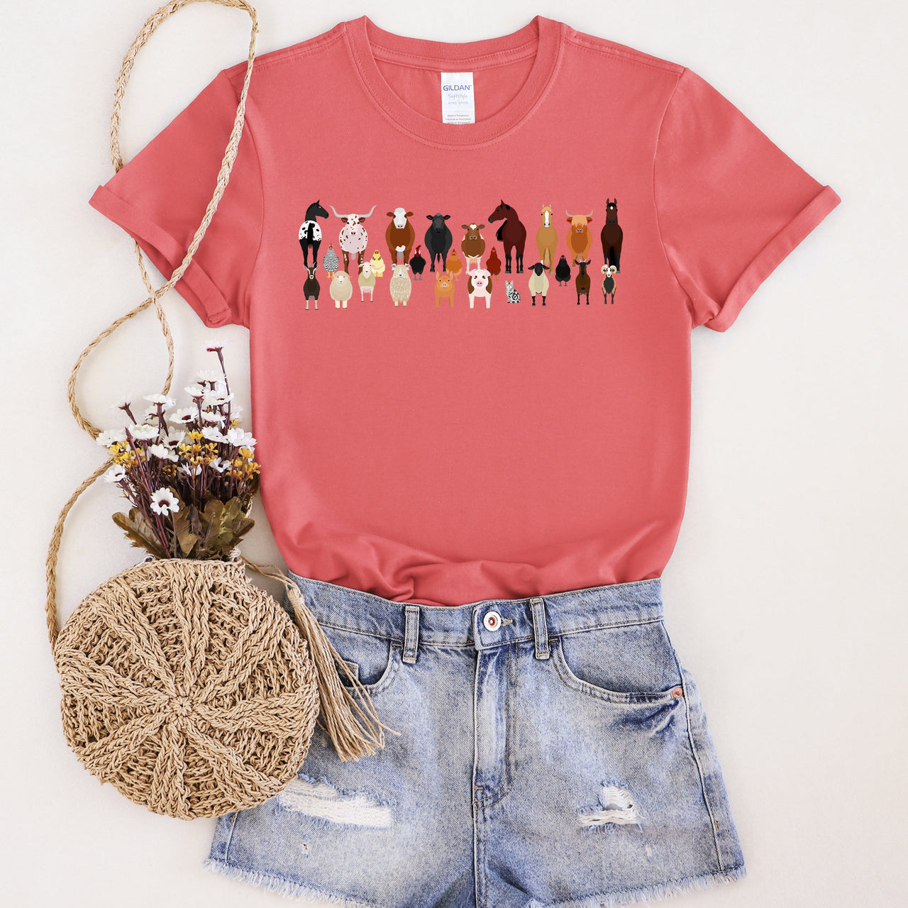 Farm Animal Lovers Illustration Collection Featuring Charming Breeds And Playful Farmyard Scenes Graphic Tee