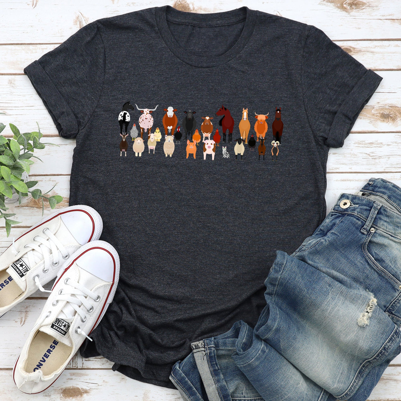 Farm Animal Lovers Illustration Collection Featuring Charming Breeds And Playful Farmyard Scenes Graphic Tee
