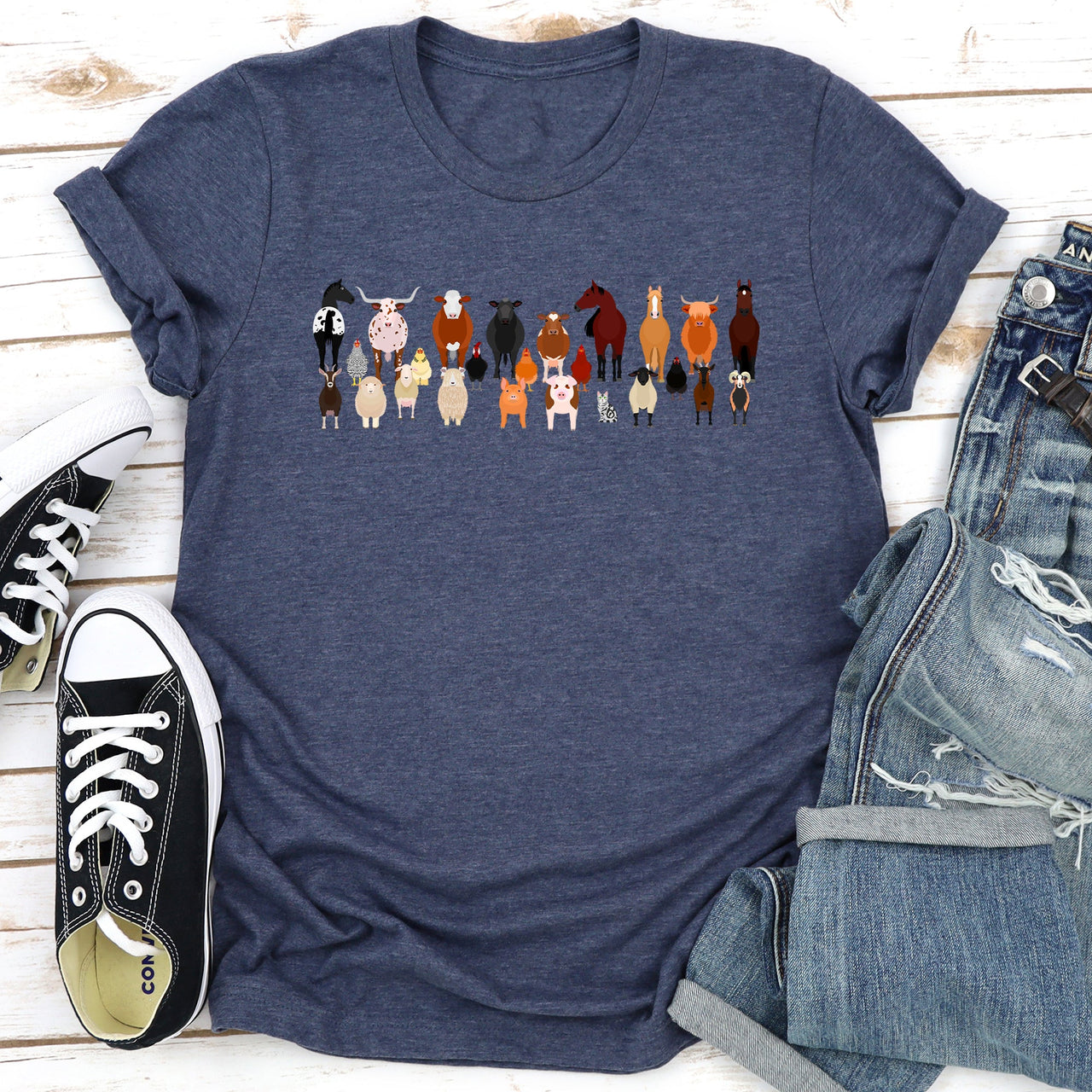 Farm Animal Lovers Illustration Collection Featuring Charming Breeds And Playful Farmyard Scenes Graphic Tee