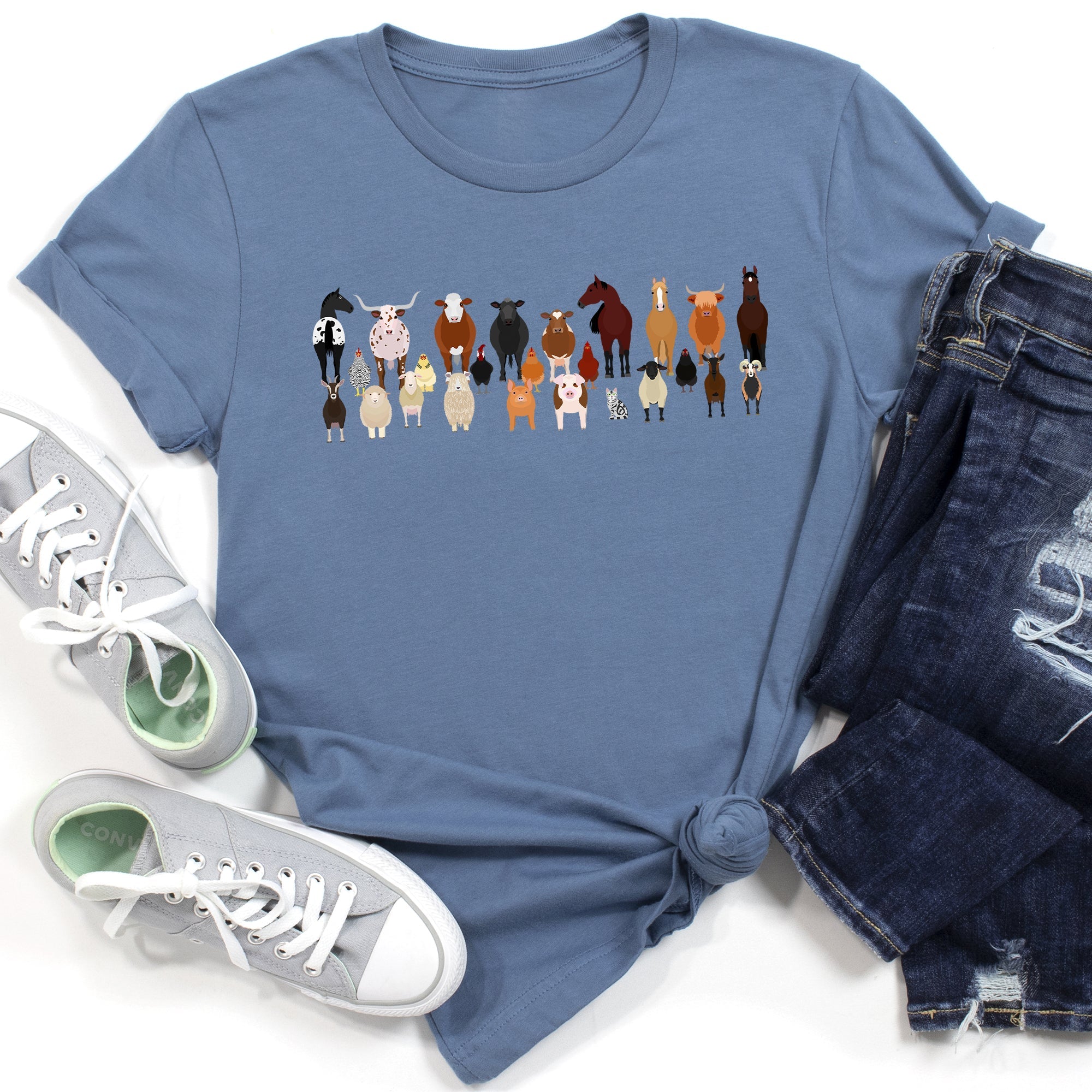 Farm Animal Lovers Illustration Collection Featuring Charming Breeds And Playful Farmyard Scenes Graphic Tee