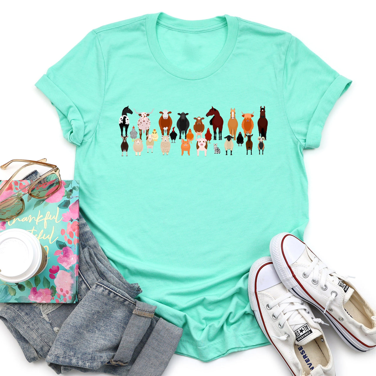 Farm Animal Lovers Illustration Collection Featuring Charming Breeds And Playful Farmyard Scenes Graphic Tee