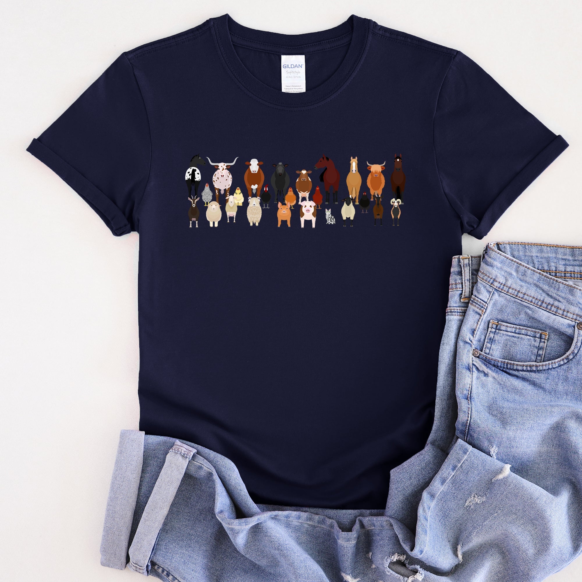 Farm Animal Lovers Illustration Collection Featuring Charming Breeds And Playful Farmyard Scenes Graphic Tee