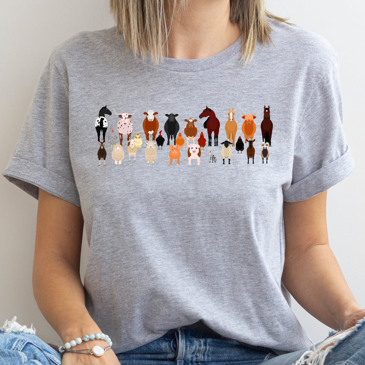Farm Animal Lovers Illustration Collection Featuring Charming Breeds And Playful Farmyard Scenes Graphic Tee