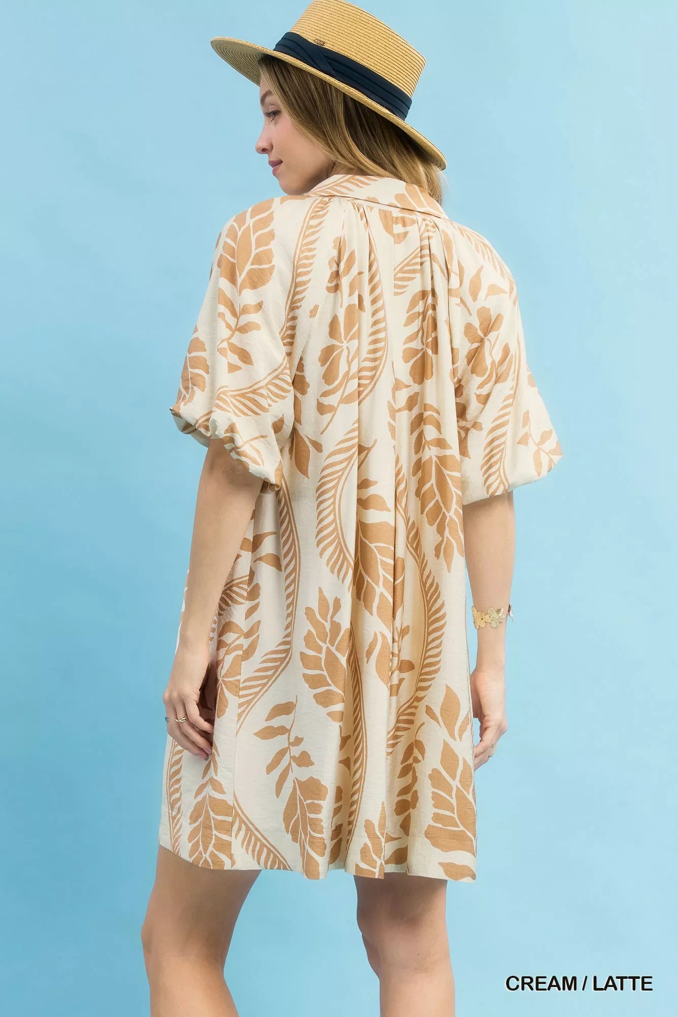 Umgee Leafy Ogee Print Mini Dress