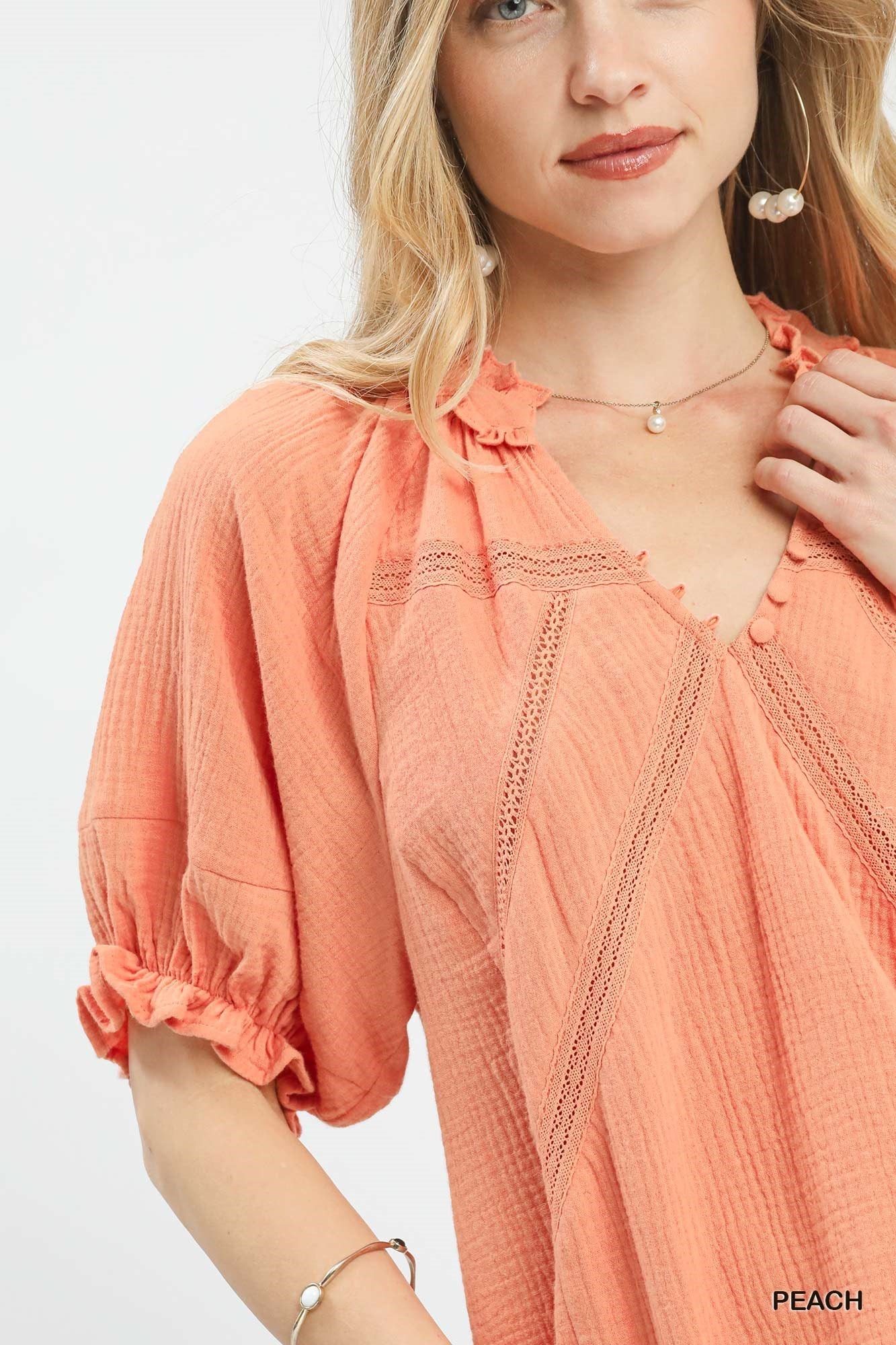 Umgee Cotton Gauze Ruffle Top