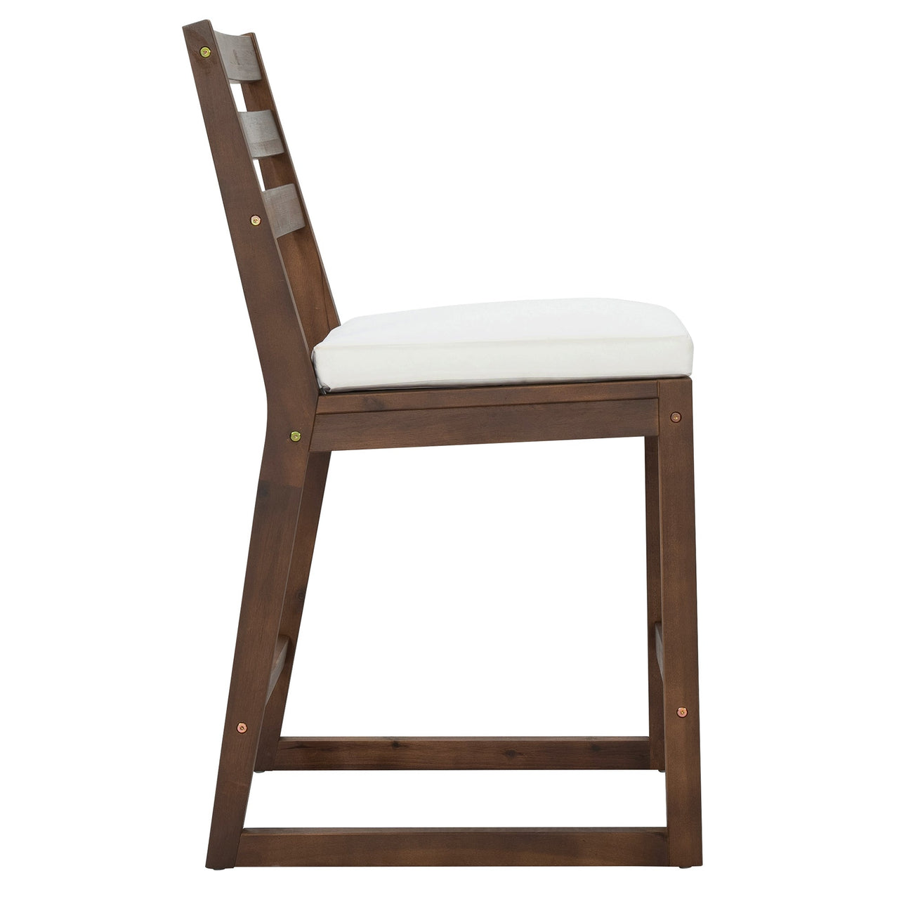 TREXM Rustic Patio Bar Set with Ergonomic Chairs, Solid Wood Slatted Tabletop in Mocha+Beige Cushion