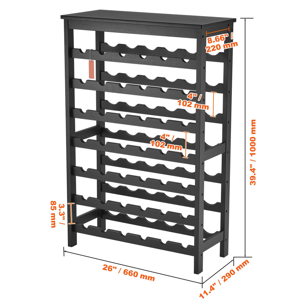 42 Bottle 7-Tier Modular Wine Rack Bamboo Wood Display Shelf with TableTop