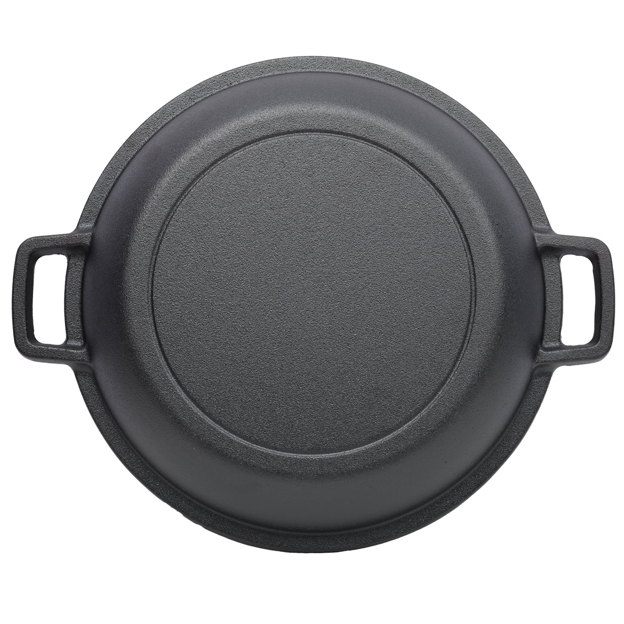 2 in 1 Pre-Seasoned Cast Iron Dutch Oven With Dual Handles, Outdoor Camping Deep Pot for Camping Fireplace Cooking BBQ Baking Campfire, 5 Quart.With 2pcs Silicone Handel Covers.