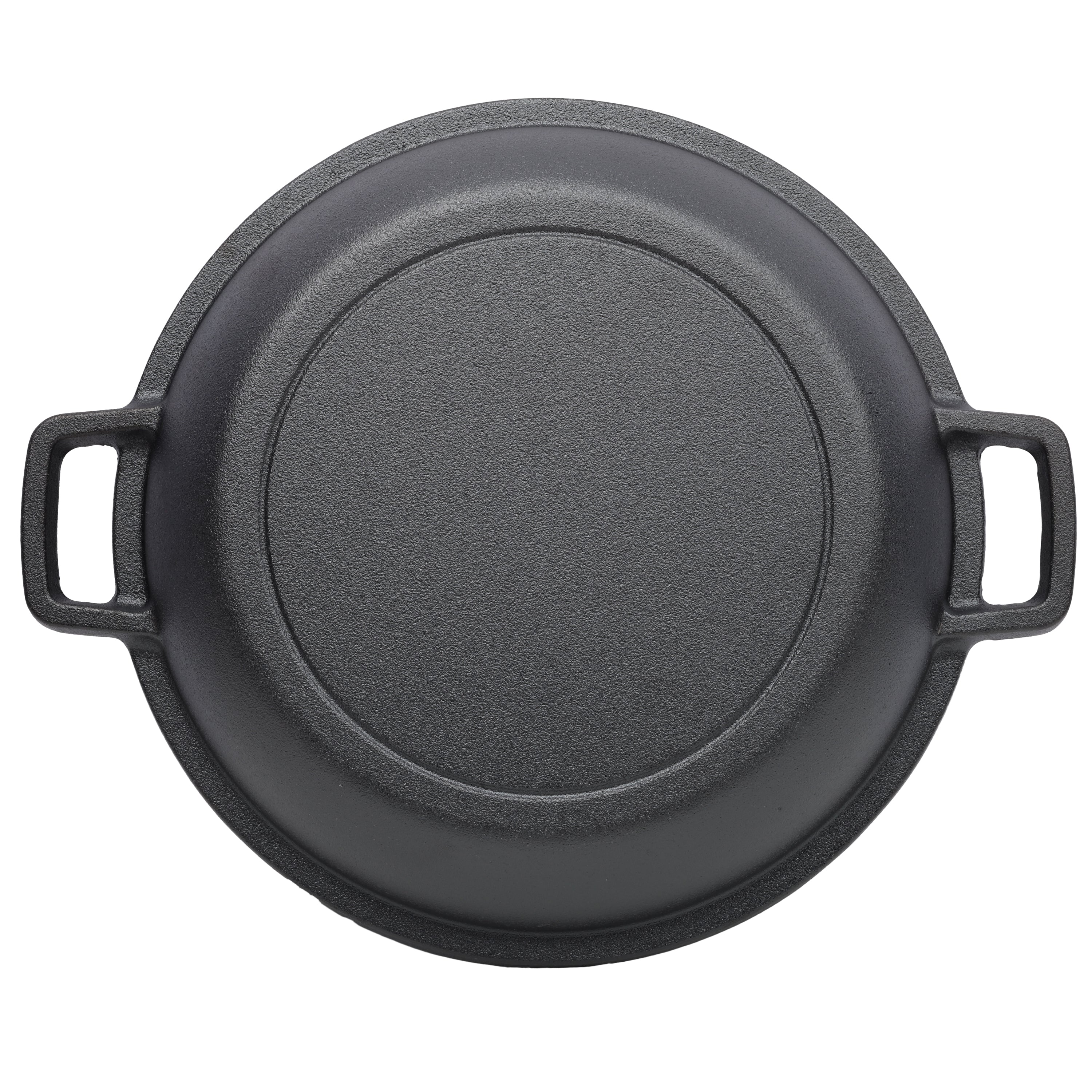 2 in 1 Pre-Seasoned Cast Iron Dutch Oven With Dual Handles, Outdoor Camping Deep Pot for Camping Fireplace Cooking BBQ Baking Campfire, 5 Quart.With 2pcs Silicone Handel Covers.