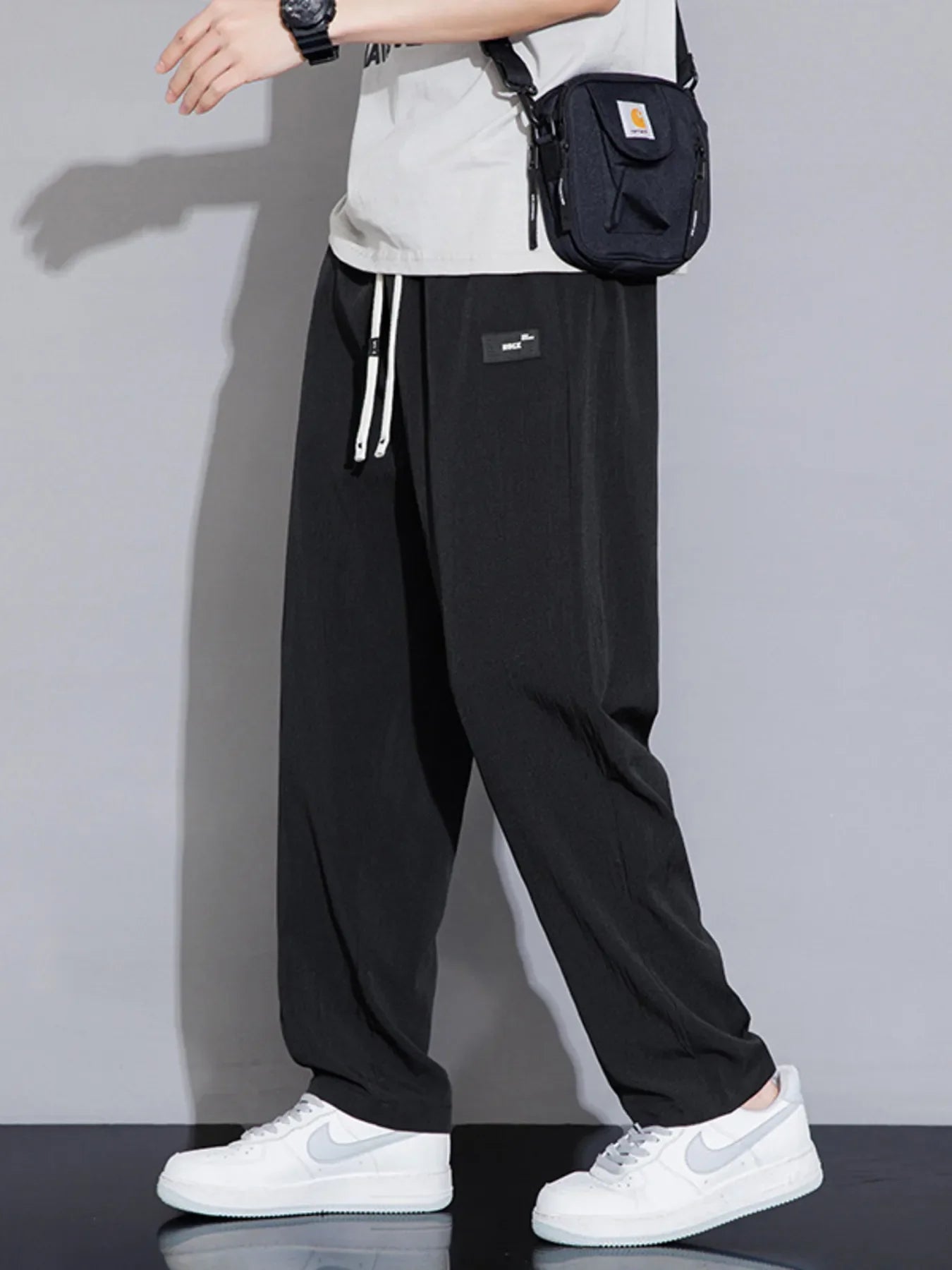 Men's Plus Size Casual Drawstring Wide Leg Pants