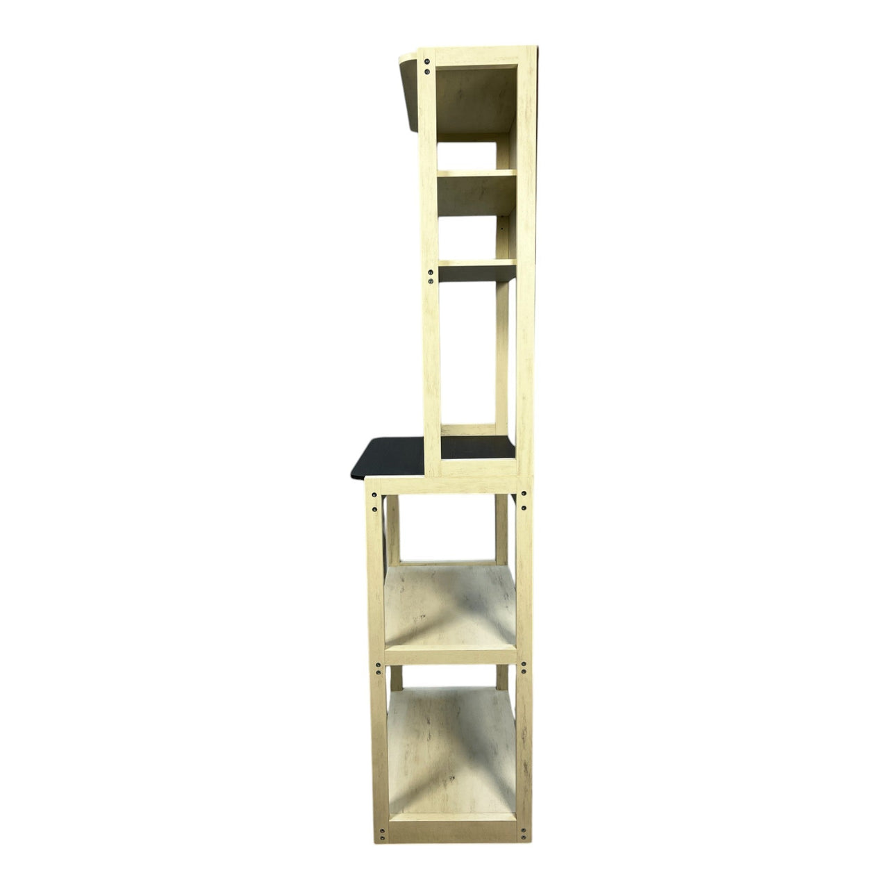 23.62' White and Black color Bakers Rack for Kitchen with Storage, Coffee Bar, 5-Tier Kitchen Shelves, Microwave Stand