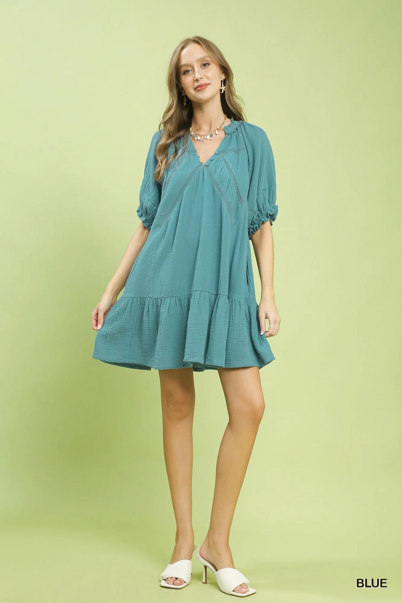 Umgee Cotton Gauze Mini Dress