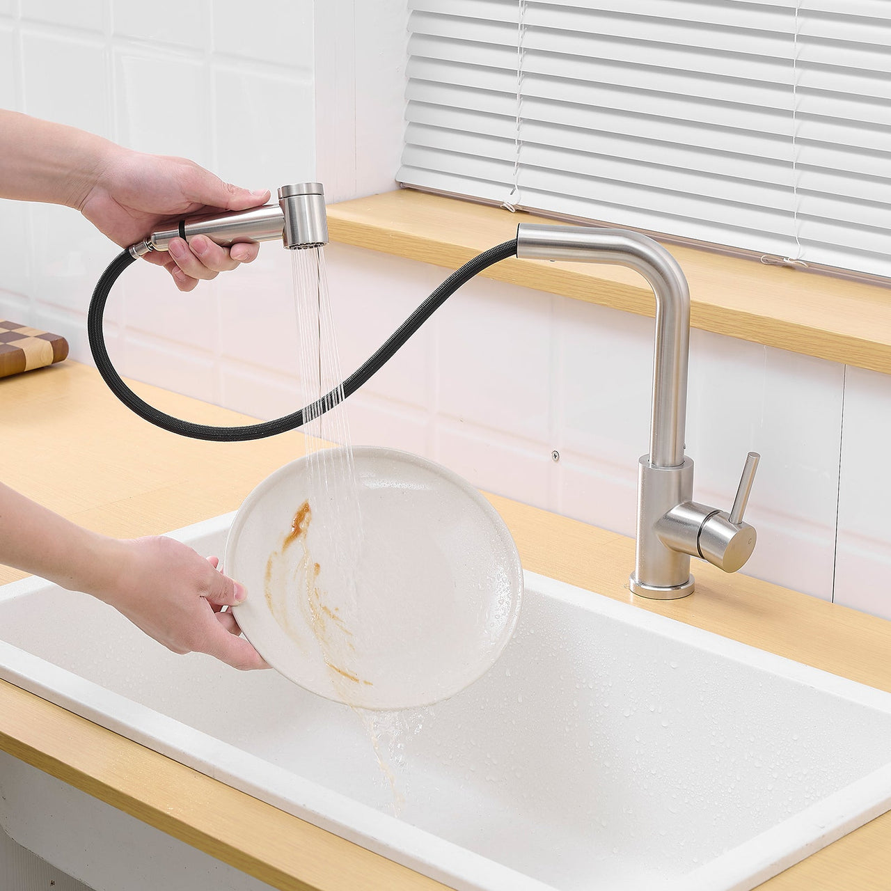 Sink Faucet, Black Kitchen Faucets with Pull out Sprayer, Bathroom Sink Faucets Mini Bar Prep Faucet