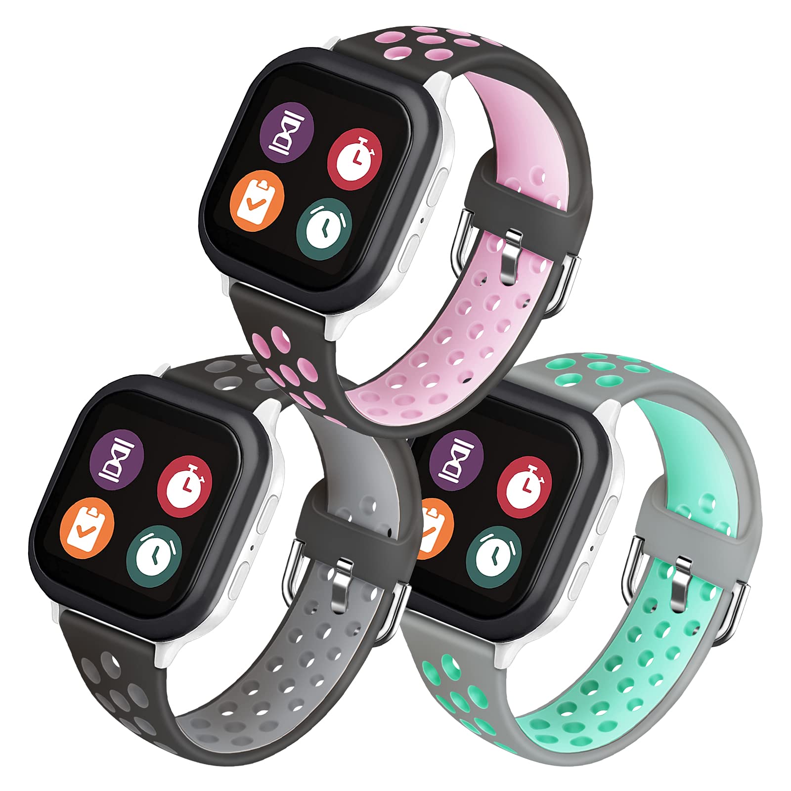 Mengudig 3 Pack Compatible with Gizmo Watch Band Replacement Gabb Watch Bands Syncup Kids Watch BandBreathable Soft Silicone Watch Bands for Kids Verizon Gizmo Watch 3 2 1