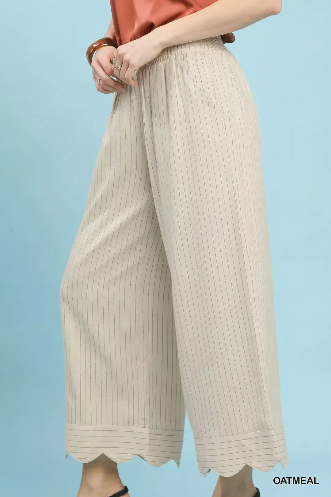 Umgee Pinstripe Wide Leg Pants