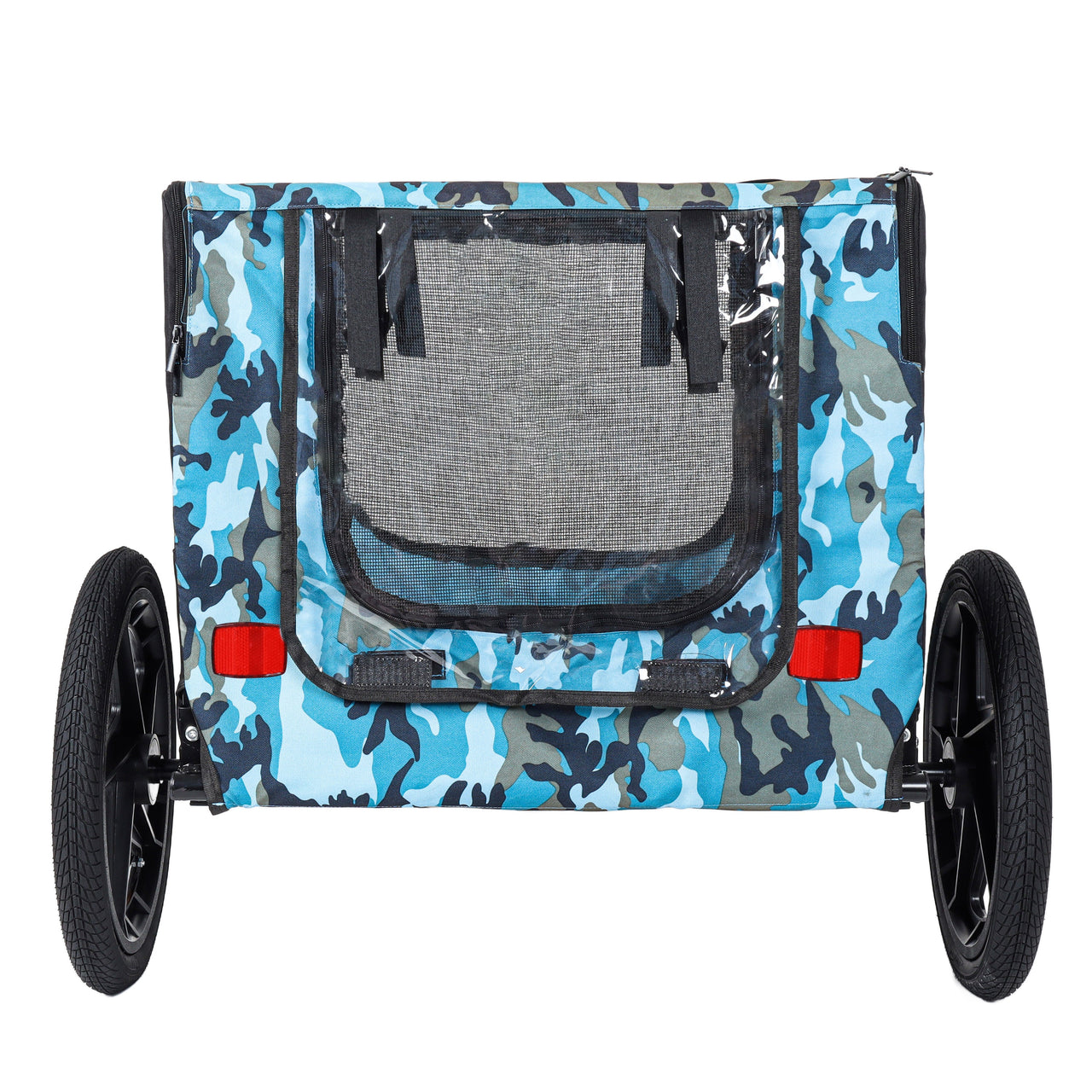 Outdoor Heavy Duty Collapsible Pet Bike Trailer with 16-Inch All-Terrain Wheels & Universal Hitch – Foldable Dog/Cargo Carrier Cart for Bicycles, blue+black