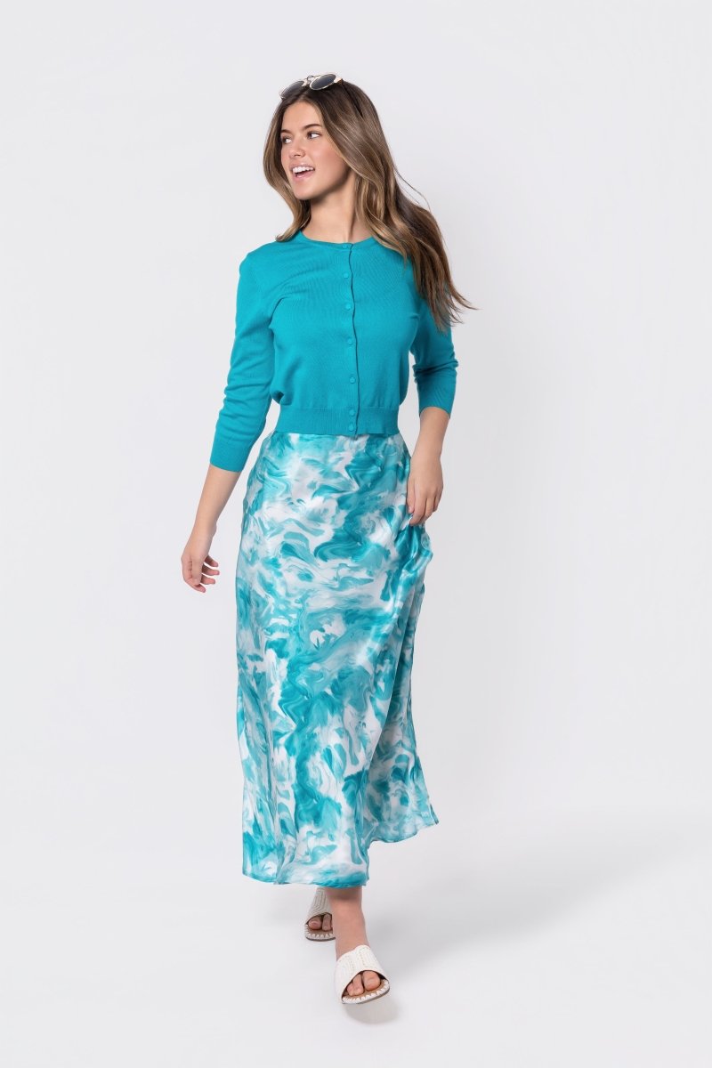3/4 Sleeve Knit Cardigan (Teal Green)