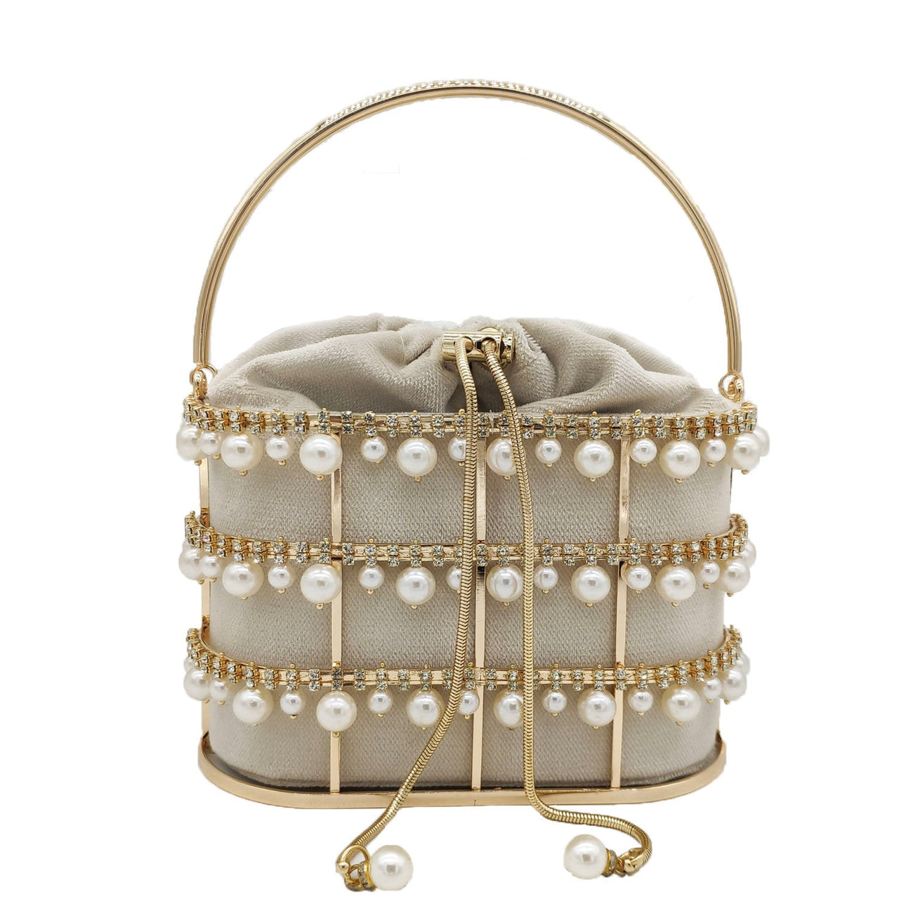 Pearl Rhinestone Bucket Bag (See size chart where applicable)