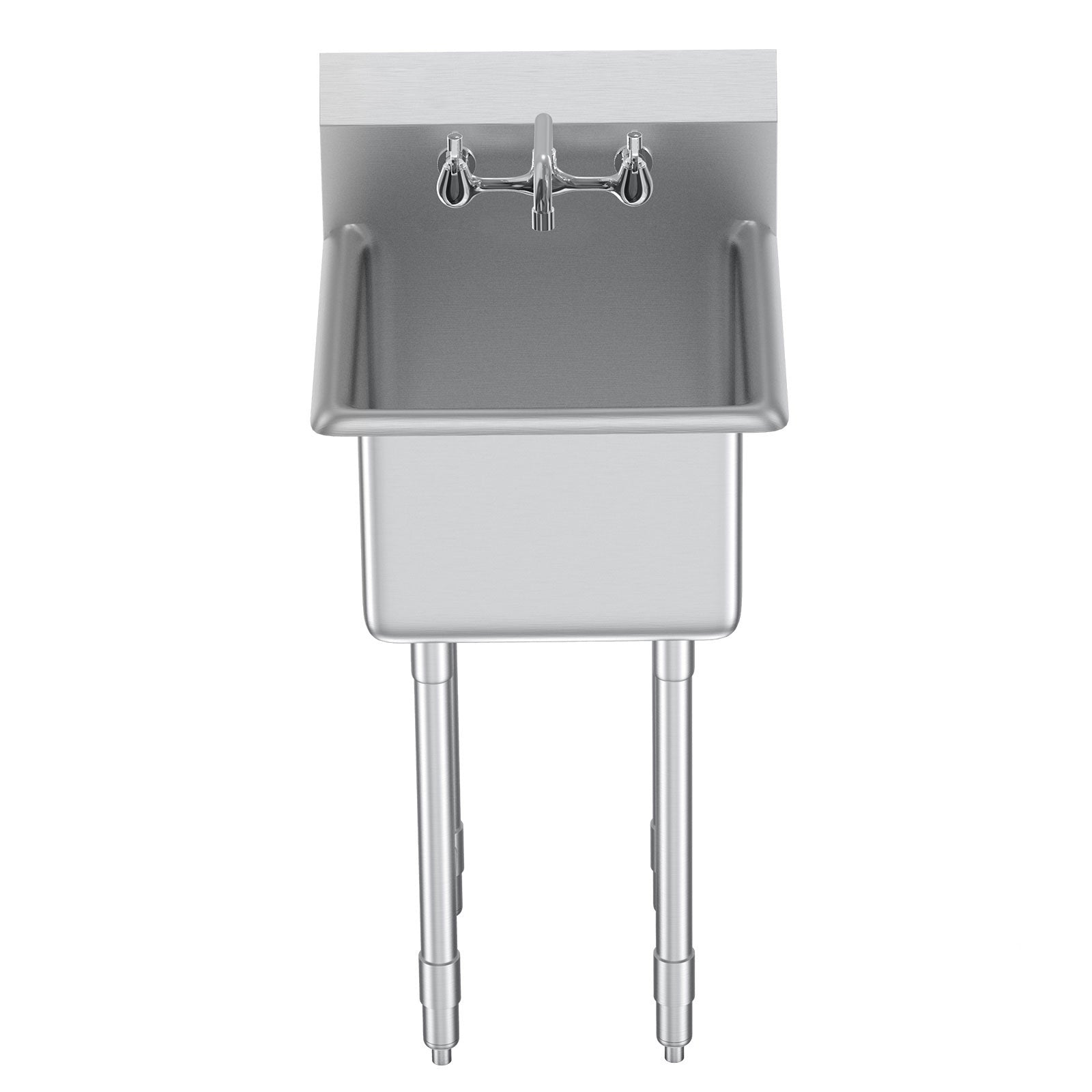 Stainless Steel Prep & Utility Sink, 1 Compartment Free Standing Small Sink Include Faucet & legs, 18'x41' Commercial Single Bowl Sinks for Garage, Restaurant, Kitchen, Laundry