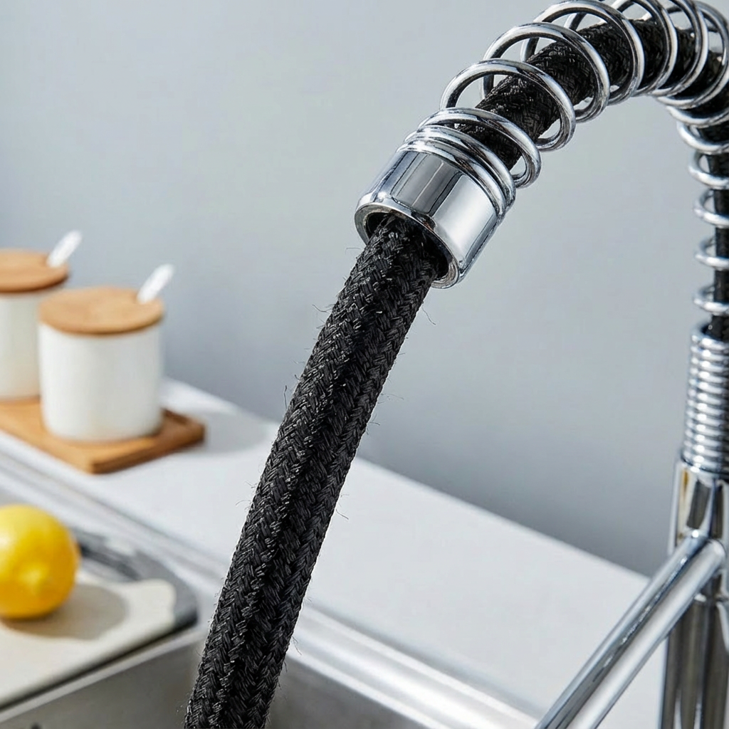Kitchen Faucet with Pull Down Sprayer Industrial 1 Handle 1 Hole Or 3 Hole Faucet for Farmhouse Camper Laundry Utility Rv Wet Bar Sinks, Stainless Steel, Chrome