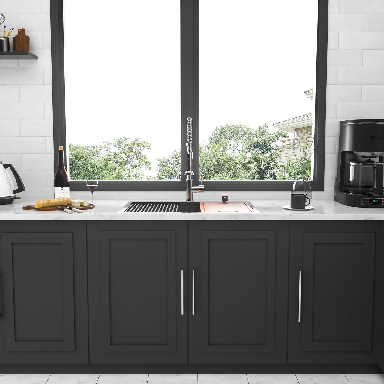Brushed Nickel Stainless Steel Drop-in Kitchen Sink with Ledge Workstation, 33x22 Inch, 16 Gauge