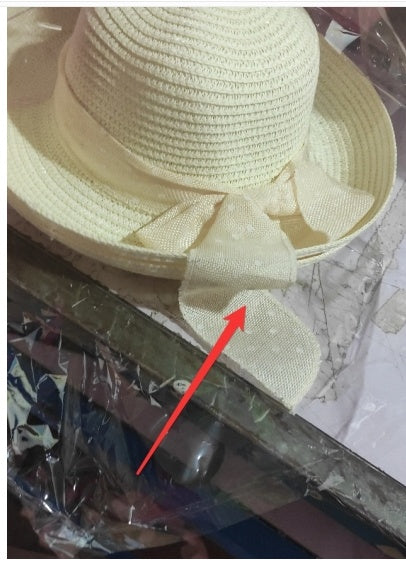 Women's Beach Hat Flat Top Cover Roller Ribbon Dome Hat