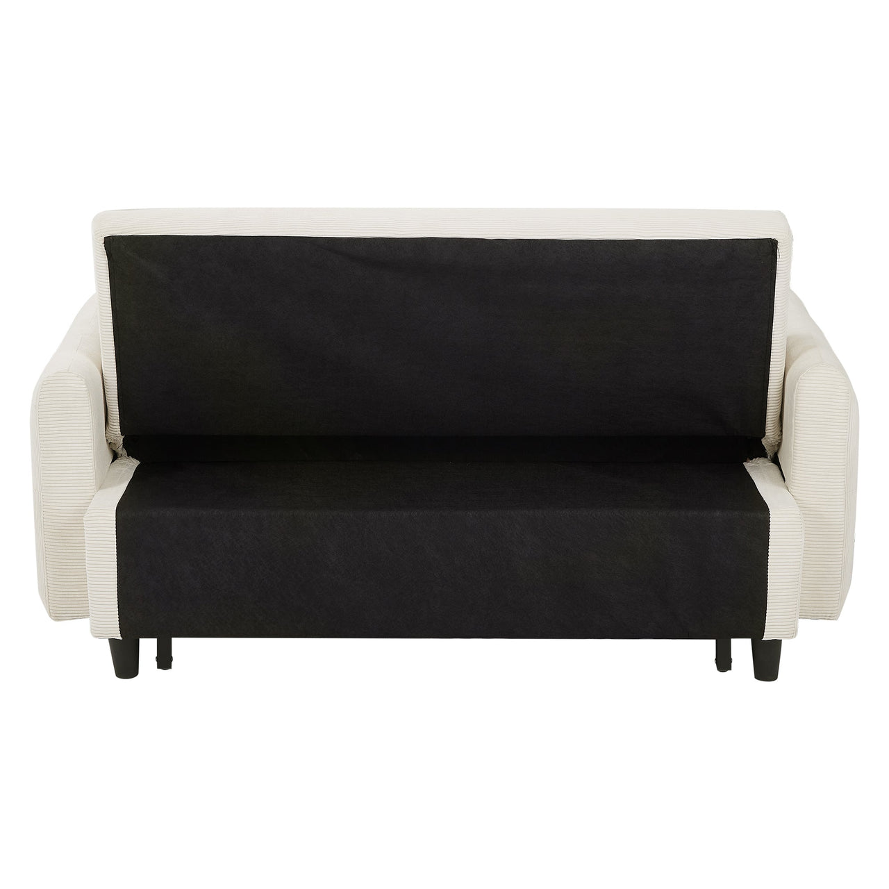 Modern Convertible Pull-out Sofa Bed with USB Ports and Pillows, Beige Corduroy, 57.48 inches