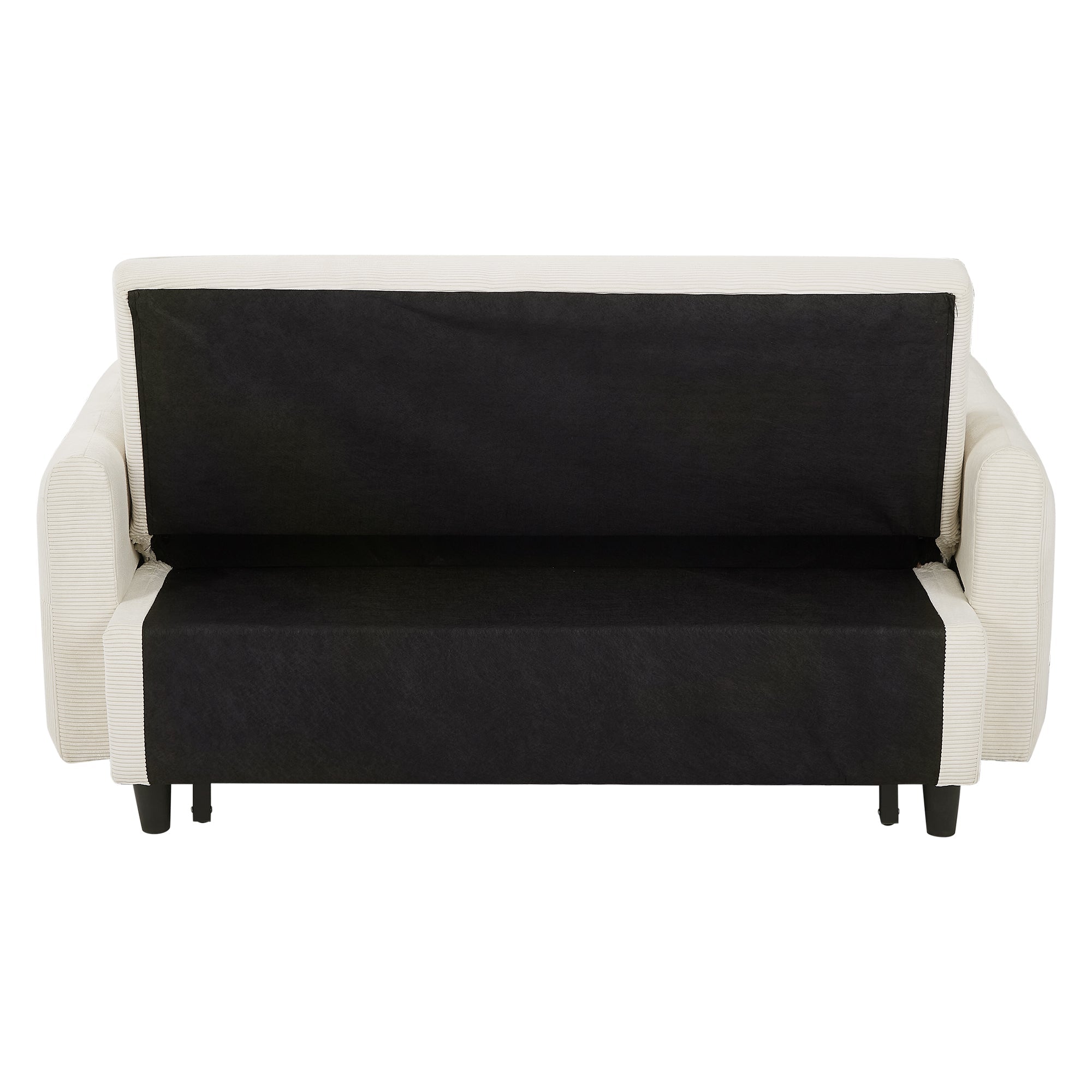 Modern Convertible Pull-out Sofa Bed with USB Ports and Pillows, Beige Corduroy, 57.48 inches