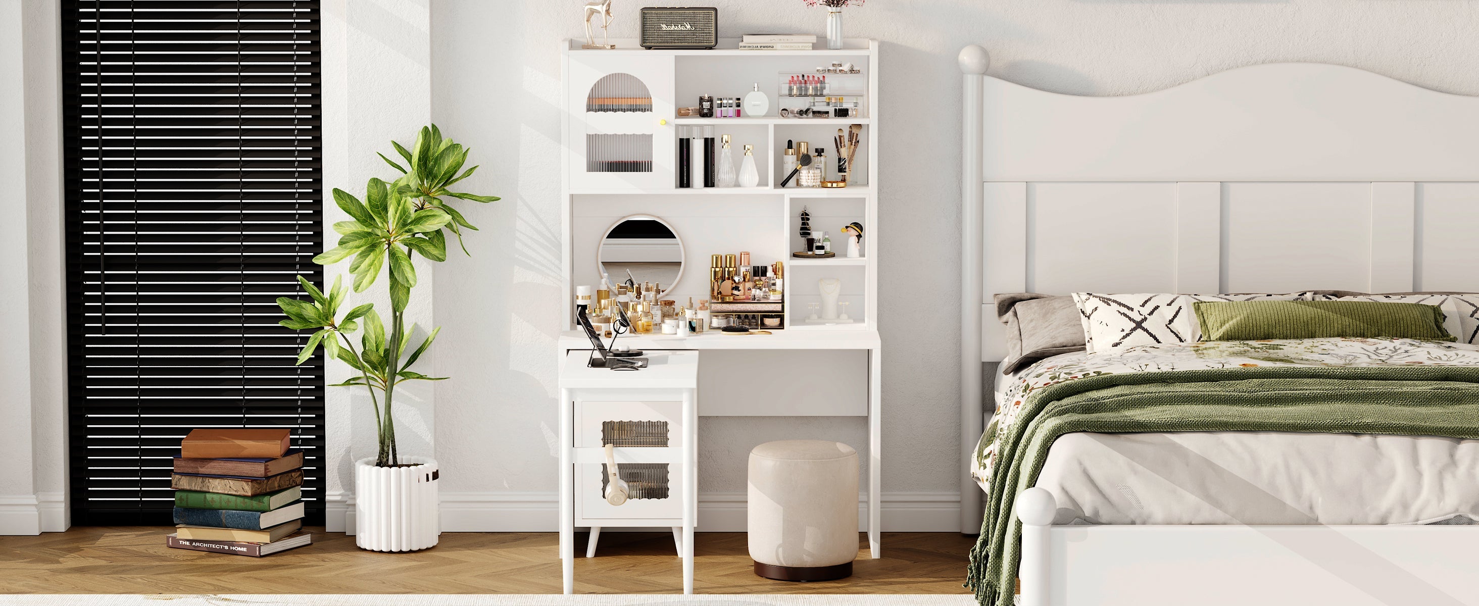 Computer Desk with 90 Degree Rotating Desktop, 43x70 Inch Office Desk with Storage Drawer and Cabinets, Gaming Desk with Shelves, Writing Desk for Study, Work Desk for Home (Old SKU:N733P279101K)